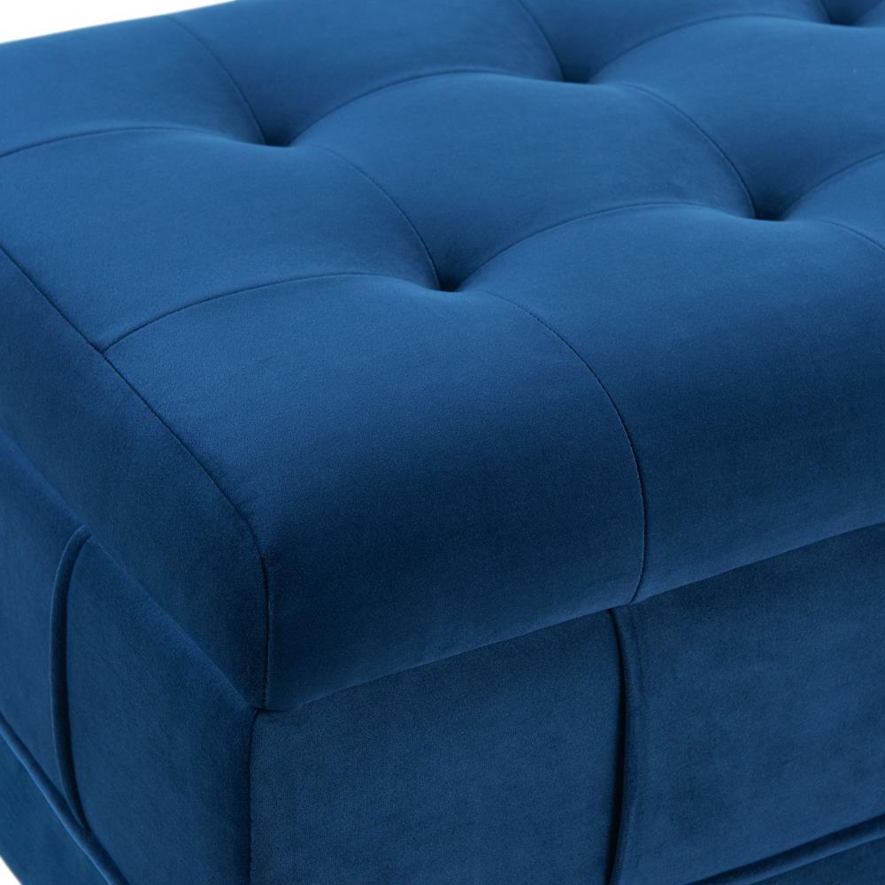 Jude Tufted Storage Ottoman Cobalt - Picket House Furnishings: Upholstered Bench with Lid, Modern Style