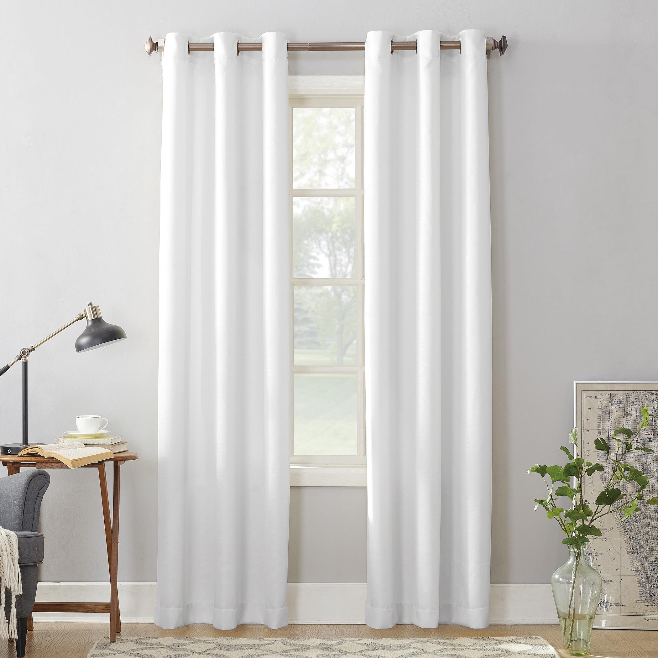 No. 918 Nathan Casual Textured Semi-Sheer Grommet Curtain Panel, 84.00" x 48.00", White