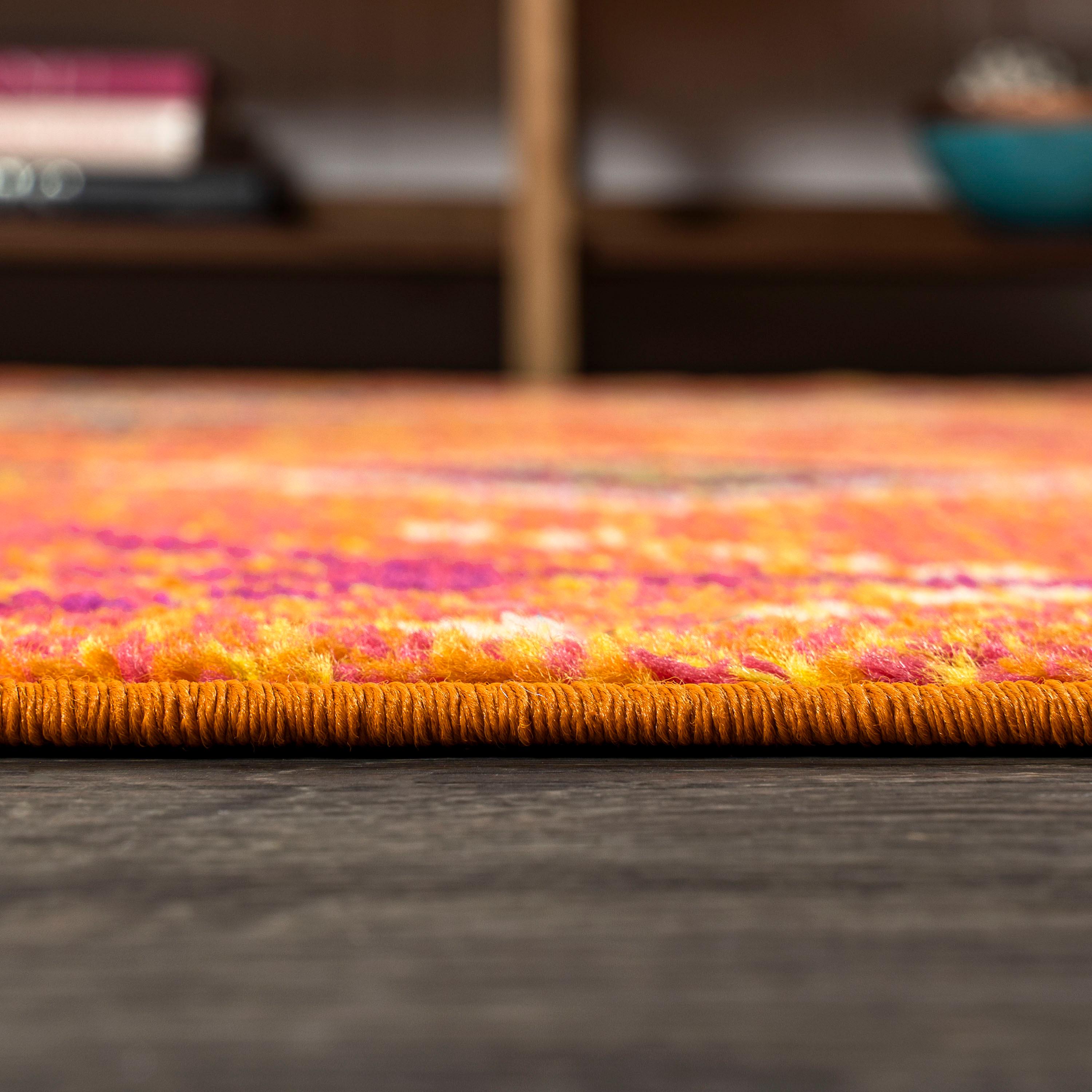 JONATHAN Y Love Geometric Orange/Multi 2 ft. x 8 ft. Runner Rug