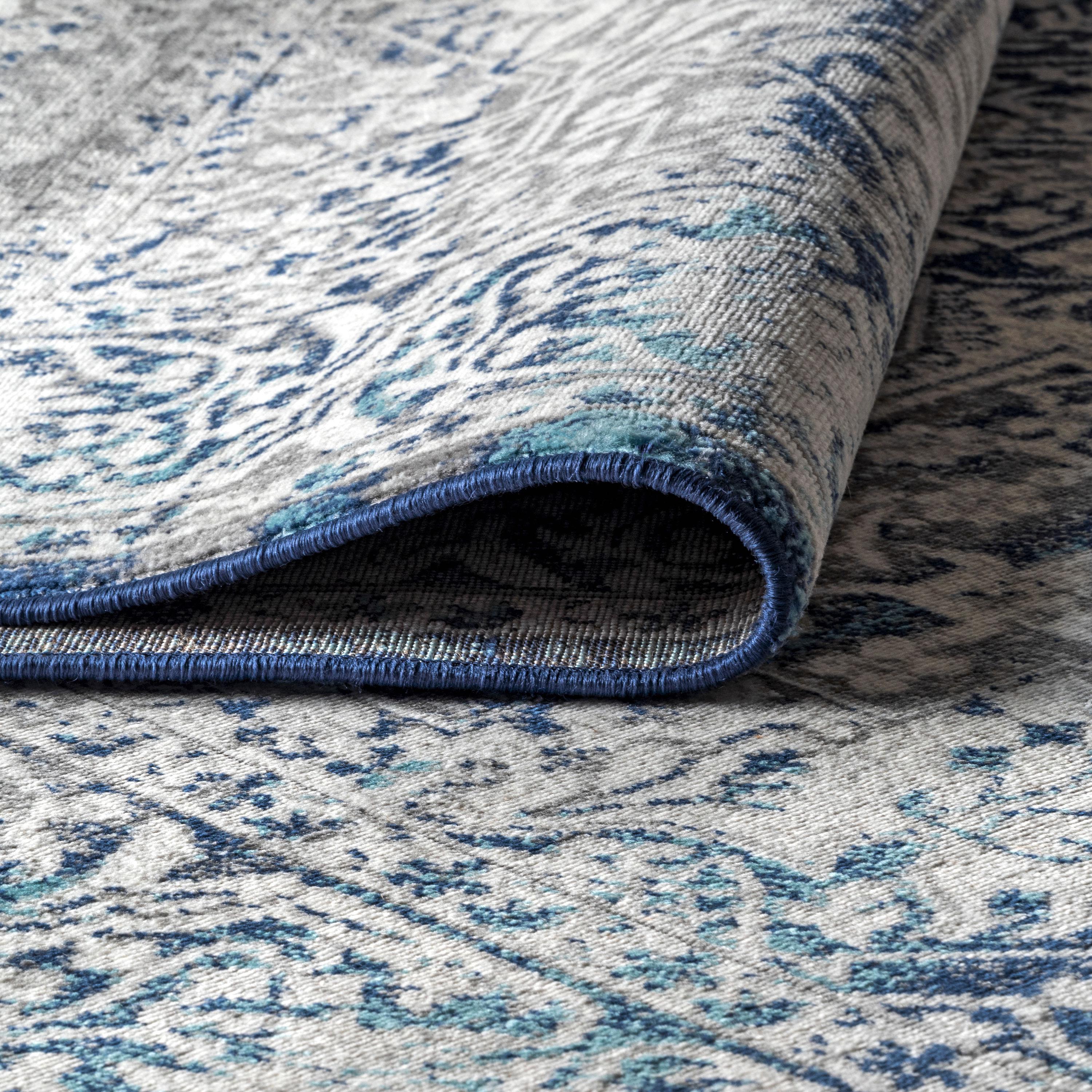 8'x10' Modern Vintage Medallion Area Rug, Navy /Light Grey - JONATHAN Y