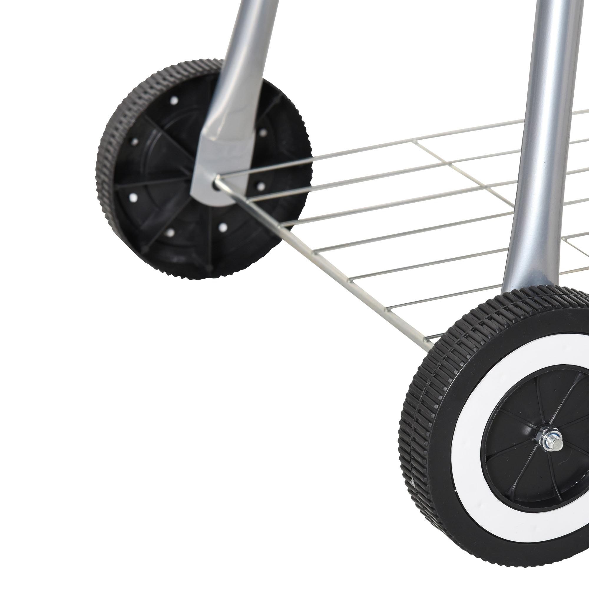 Outsunny 21" Steel Charocal Grill with Portable Wheel, Side Tray and Lower Shelf for Outdoor BBQ for Garden, Backyard, Poolside