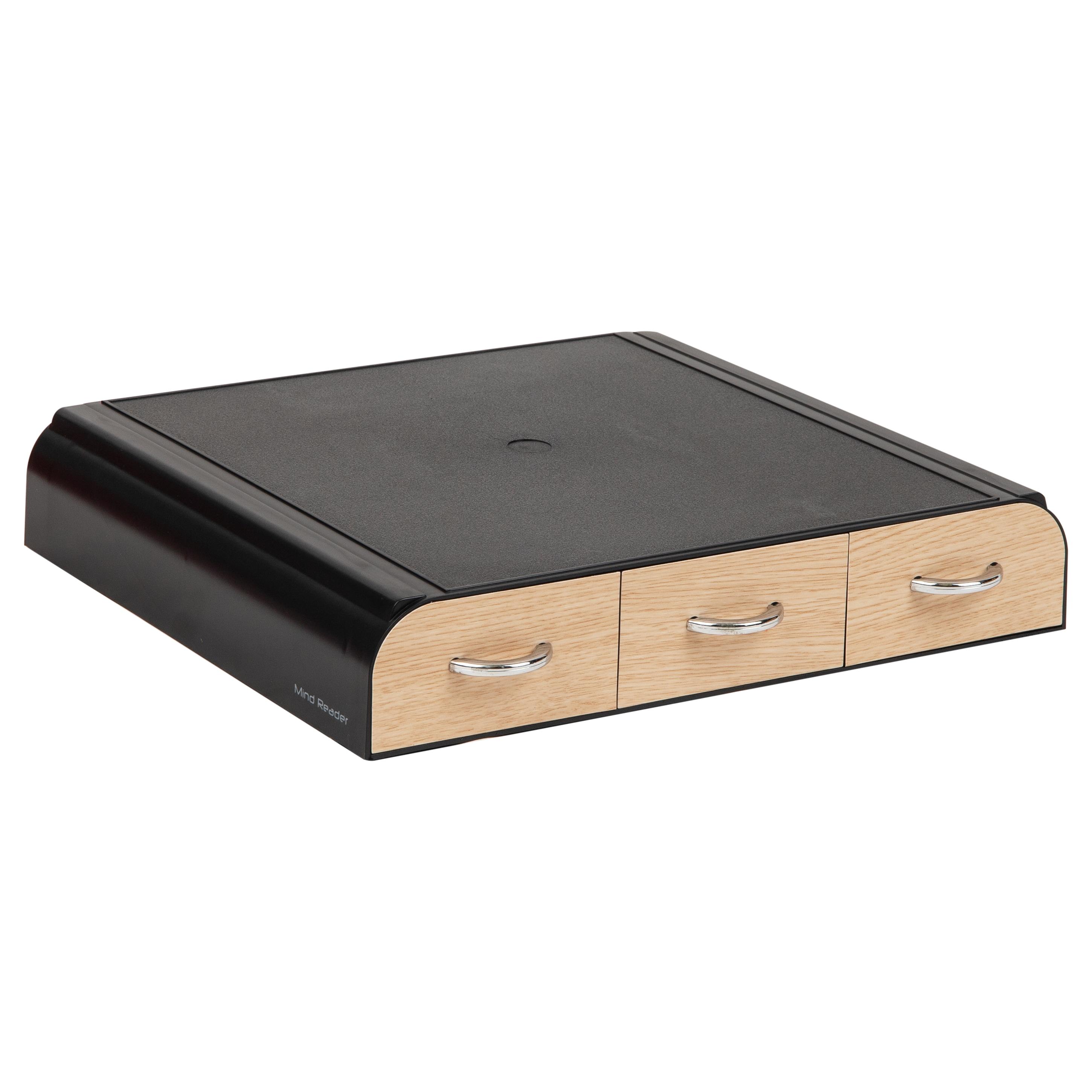 Mind Reader 36 Capacity 'Anchor' Triple Drawer Single Serve Coffee Pod Holder Drawer, Black with Brown Wood Veneer, Brown