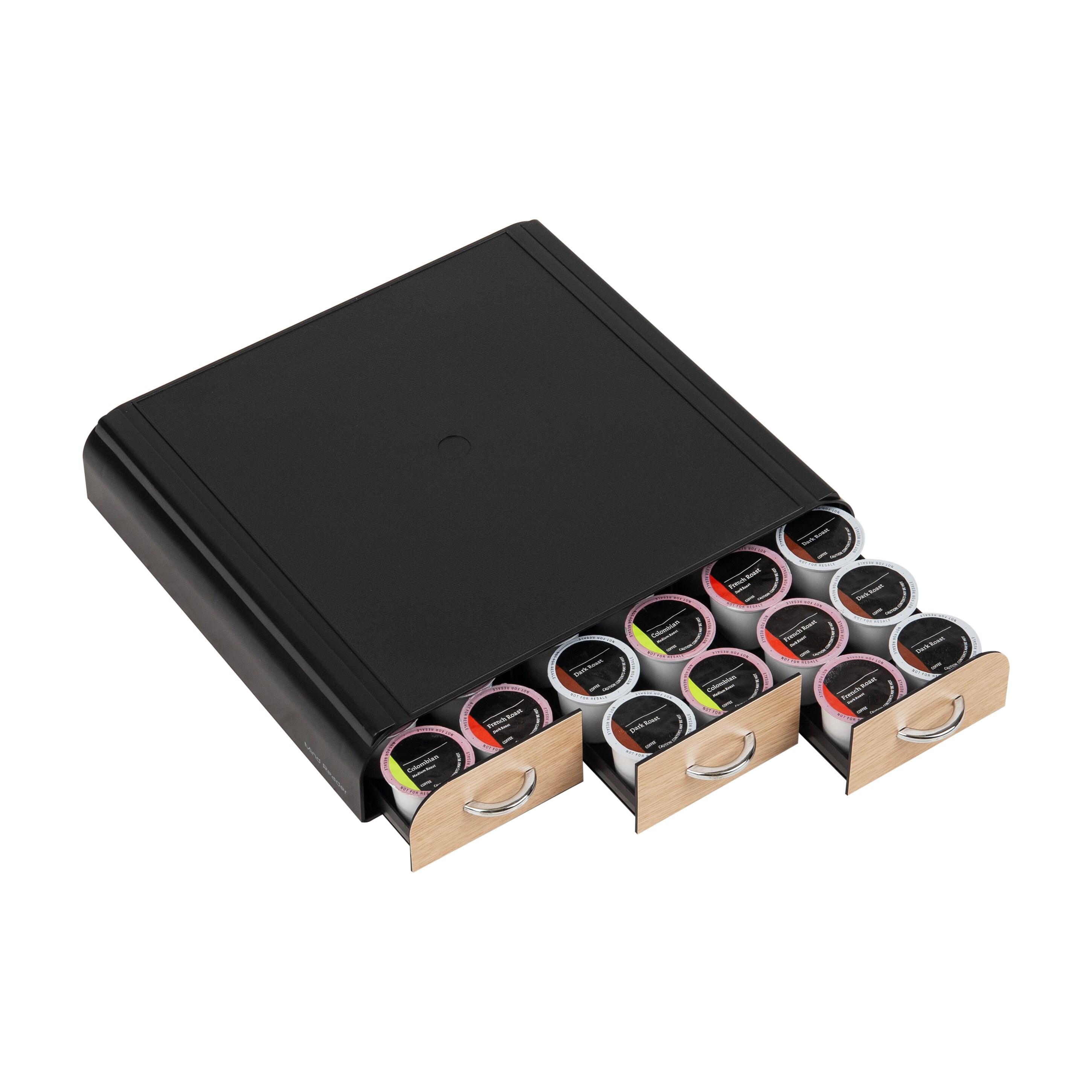 Mind Reader 36 Capacity 'Anchor' Triple Drawer Single Serve Coffee Pod Holder Drawer, Black with Brown Wood Veneer, Brown