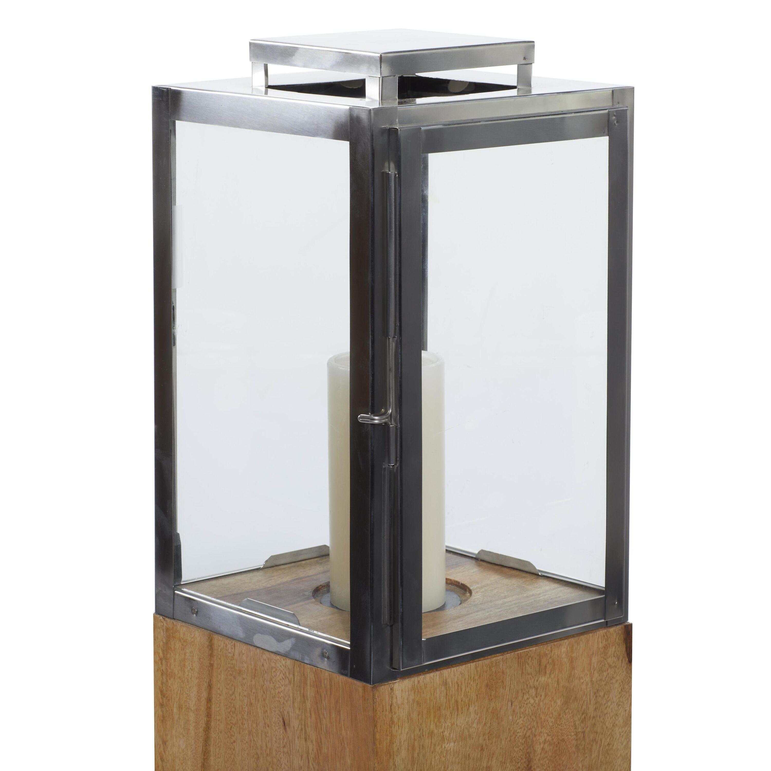 Loon Peak® Mango Wood Handmade Decorative Indoor Outdoor Brown Candle Lantern