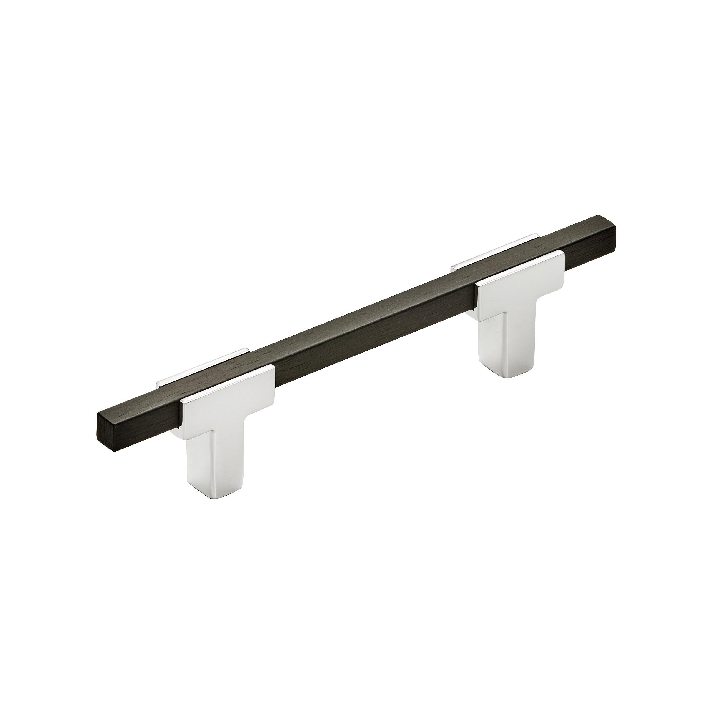 Amerock Urbanite 3-3/4 inch (96mm) Center-to-Center Polished Chrome/Brushed Matte Black Cabinet Pull