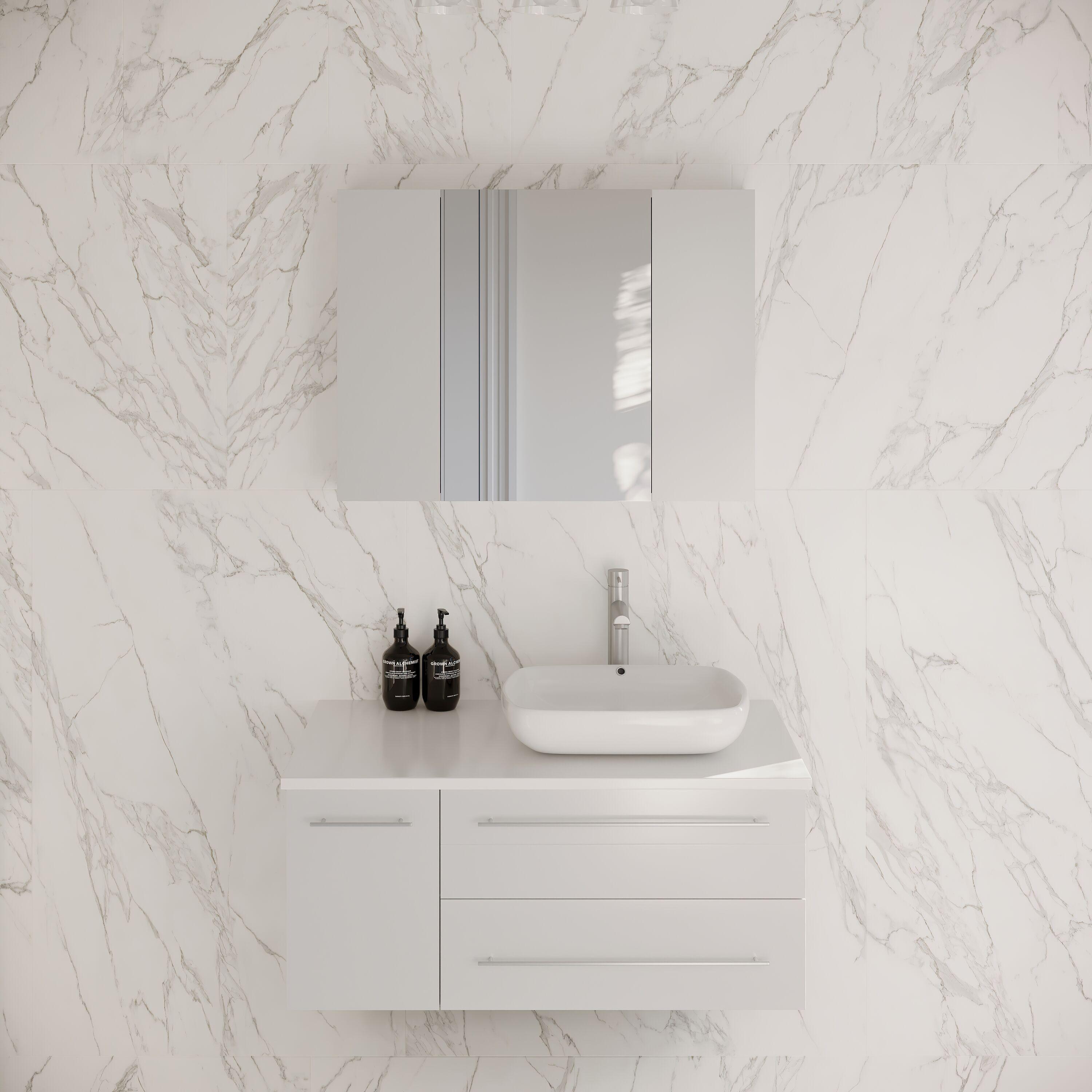 Lucera 36" Wall Mount Single Vessel Sink Right Version Bathroom Vanity with Medicine Cabinet