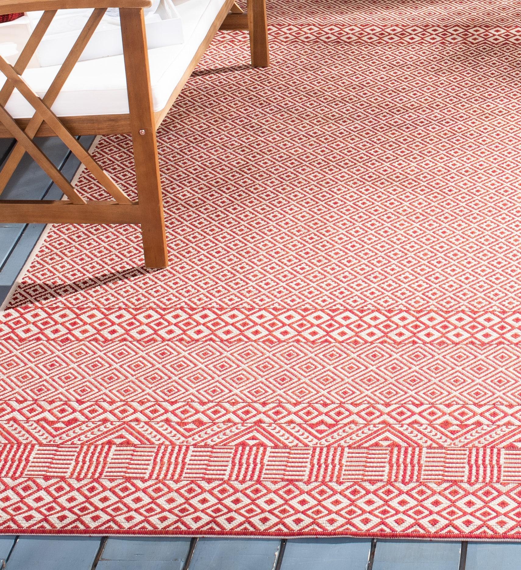 Courtyard CY6235 Power Loomed Indoor and Outdoor Accent Rug - Beige/Red - 2'x3'7" - Safavieh