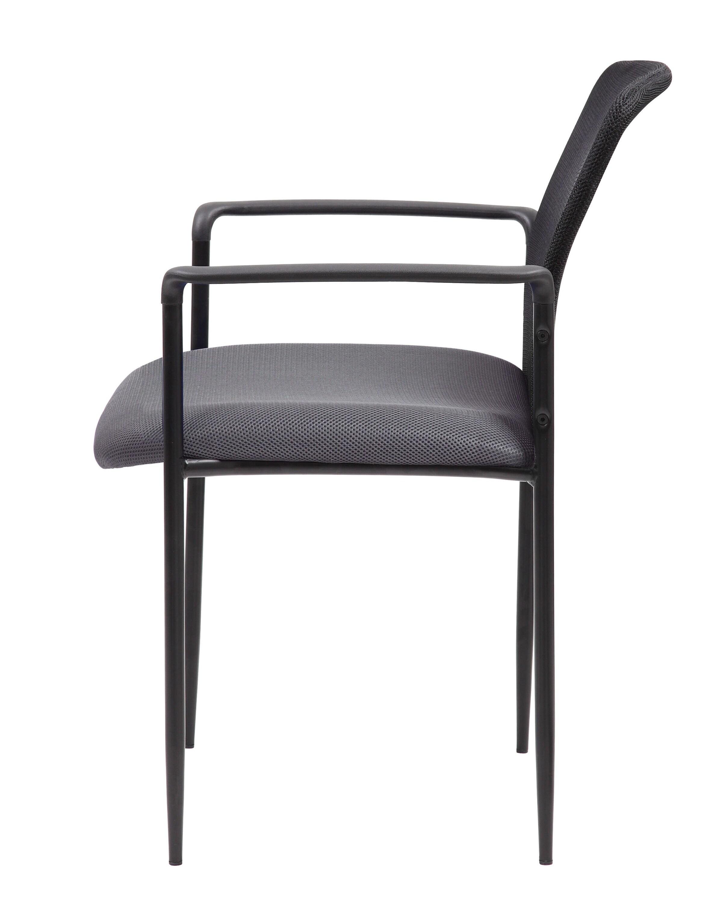 Boss Office Products Office Chair - Gray: Mesh Upholstered, Fixed Arms, Steel Legs, 275 lb Capacity