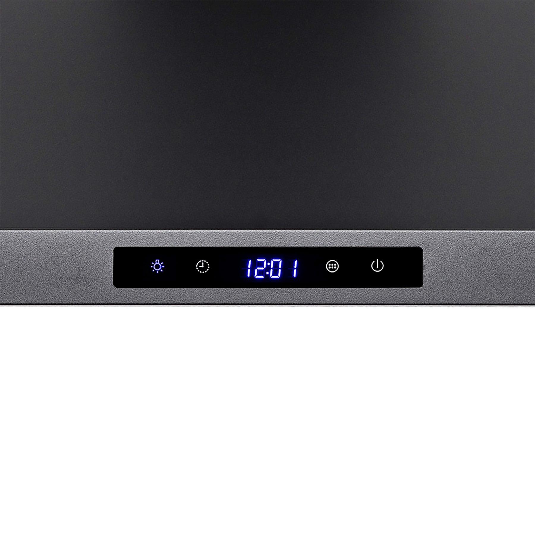 30-inch Convertible 217CFM Wall Mount Range Hood in Black Painted Stainless Steel with Mesh Filters and LED Lights