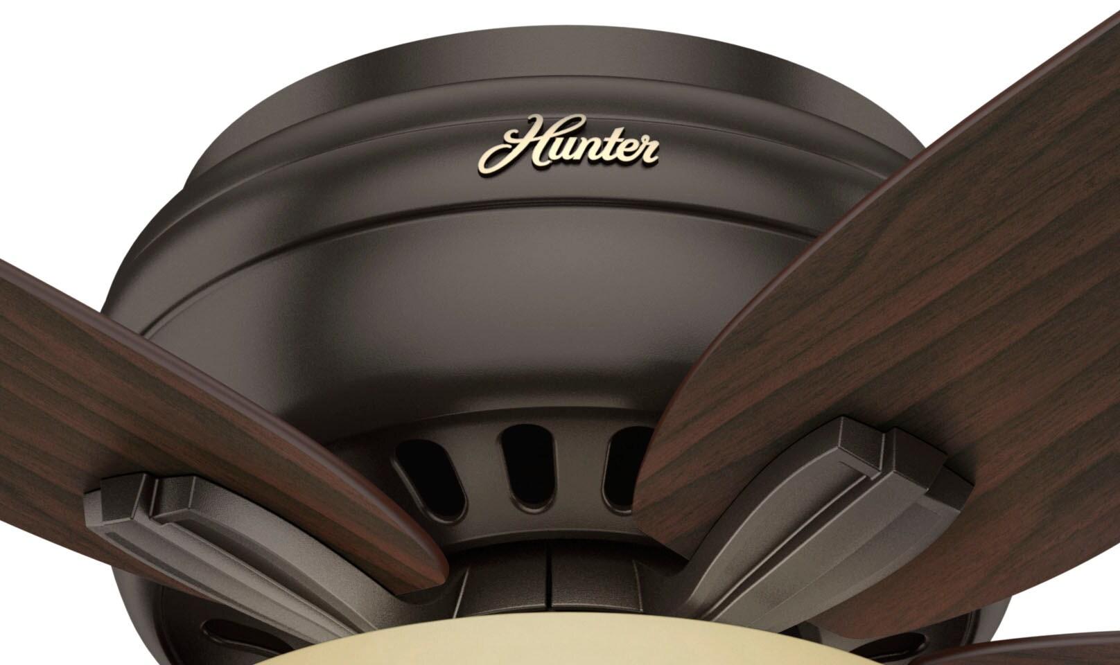 Hunter Fan Newsome 42" 5 - Blade Traditional Flush Mount Indoor Ceiling Fan with Lights and Pull Chains