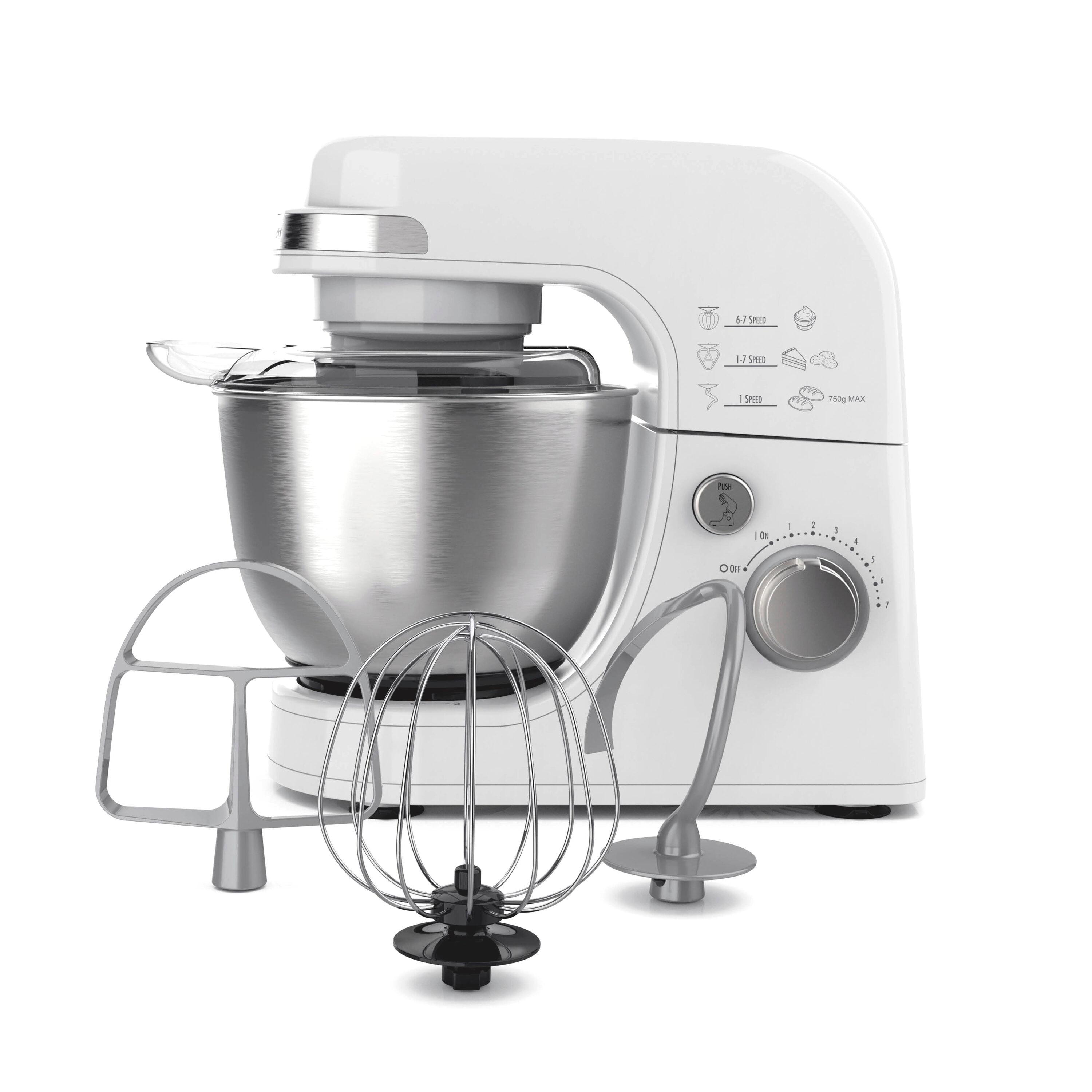 Hamilton Beach® 7-Speed 4-Quart Electric Stand Mixer with Splash Guard, Dough Hook, Flat Beater, and Whisk Attachments