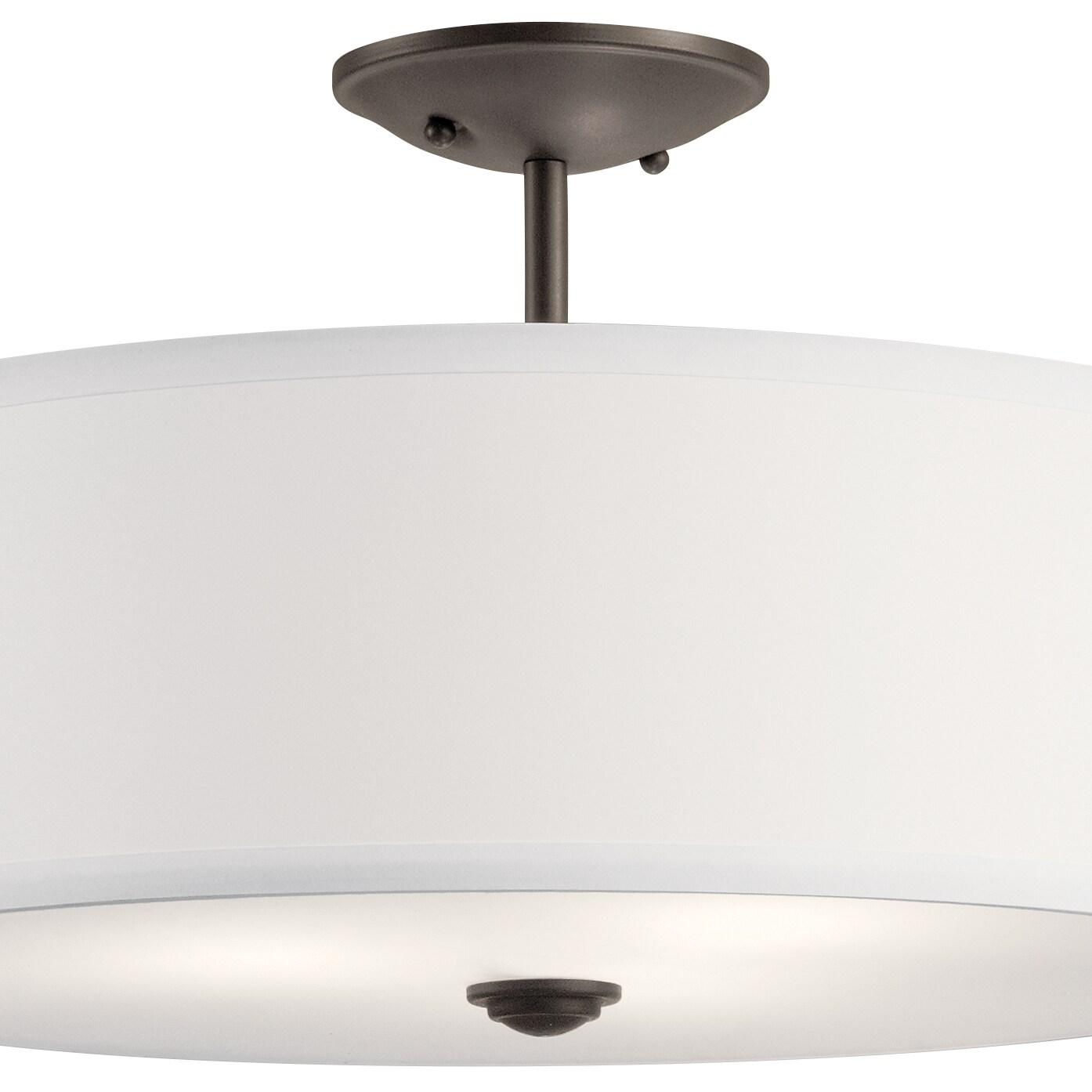 Kichler Shailene 18" 3 Light Olde Bronze Semi-Flush Mount Light with Microfiber Shade