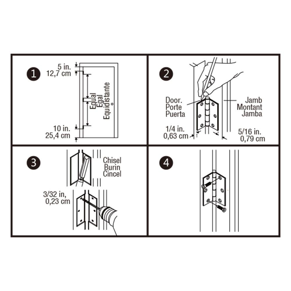 4'' H x 4'' W Butt Bearing Pair Door Hinge (Set of 3)