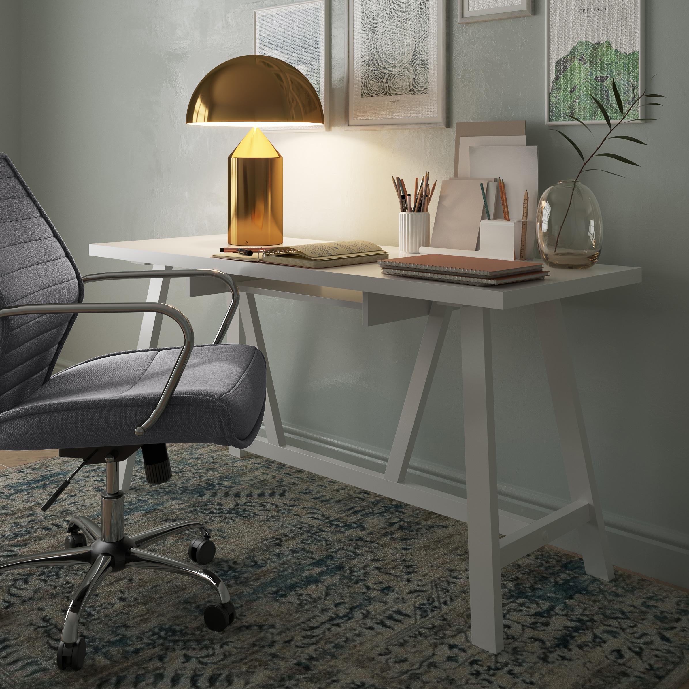 Simpli Home Harper Solid Wood Desk, Contemporary Style with Keyboard Tray and Storage