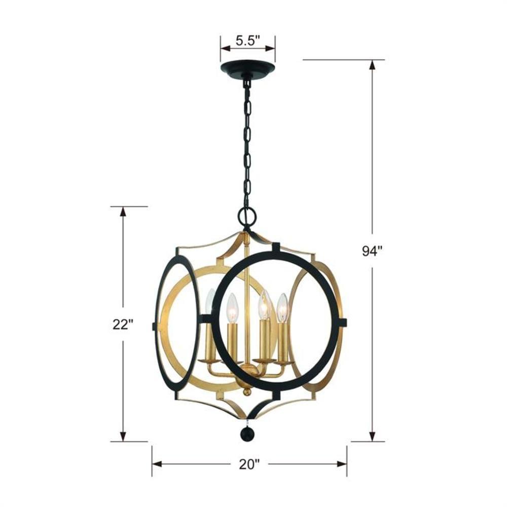 Crystorama Odelle 4-light Matte Black/ Antique Gold Chandelier