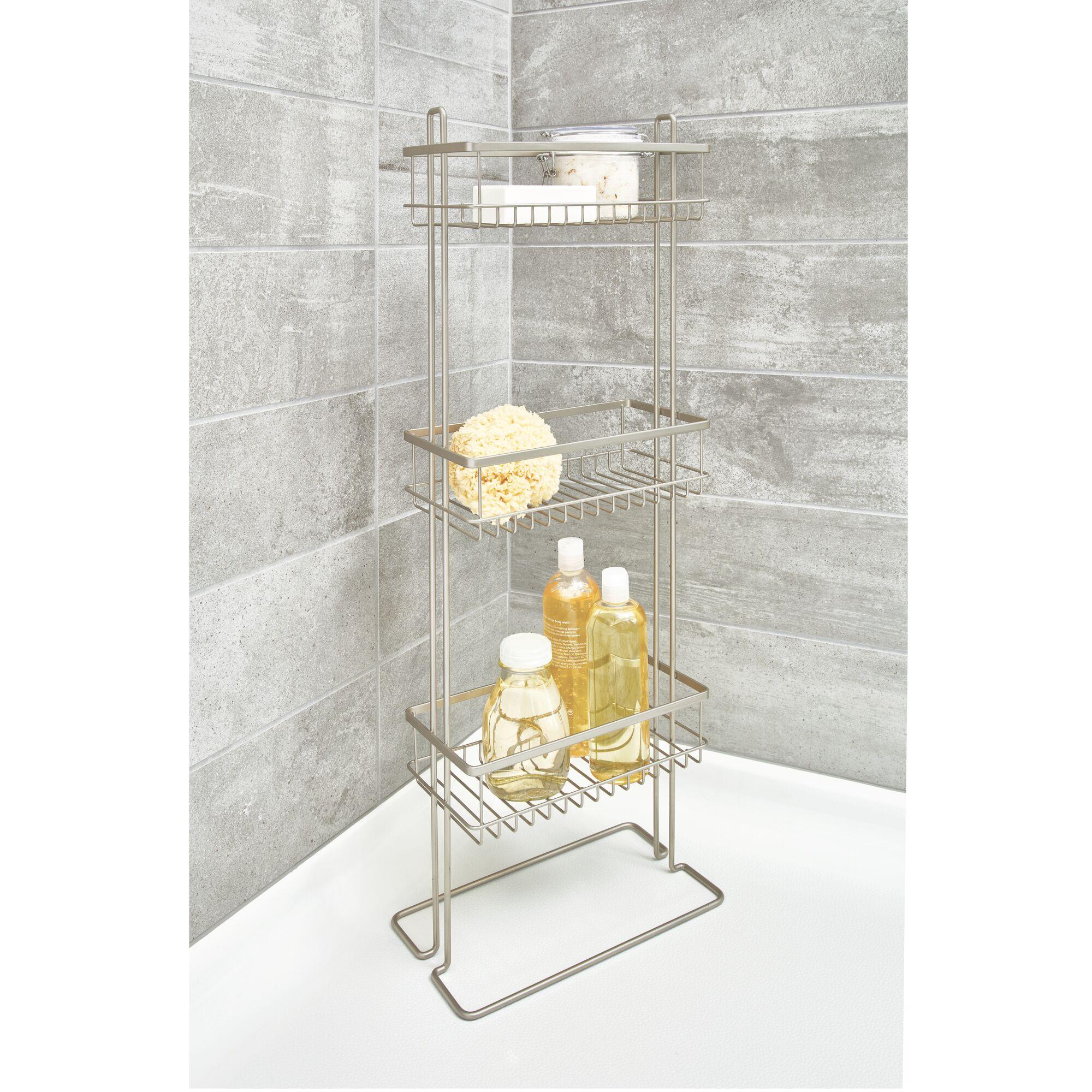 iDesign Everett 3-Tier Shower Shelf Organizer for Shampoo, Conditioner, Soap, Cosmetics, Beauty Products, 12" x 7" x 32", Satin