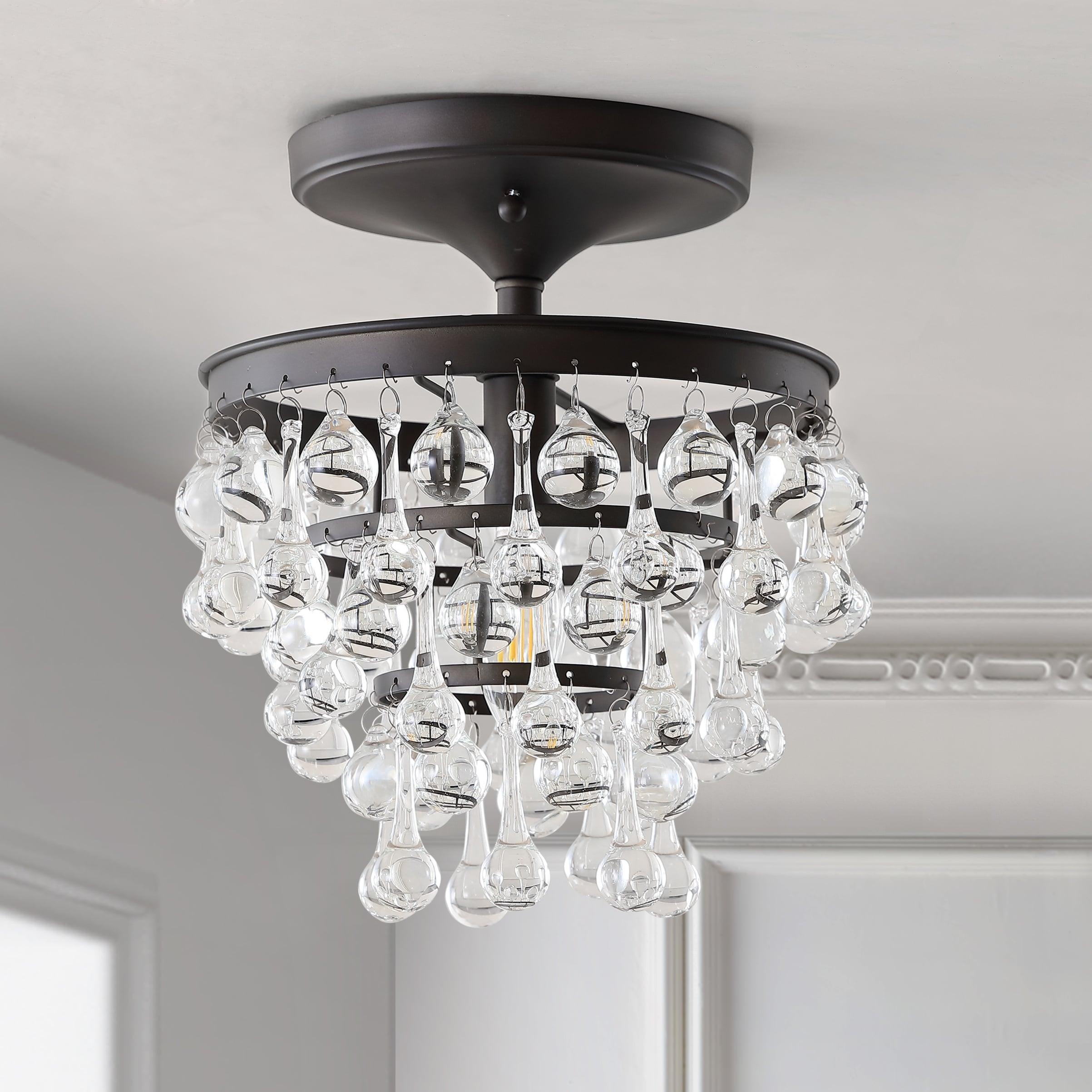JONATHAN Y Toronto 10" Metal/Crystal LED Flush Mount, Oil Rubbed Bronze
