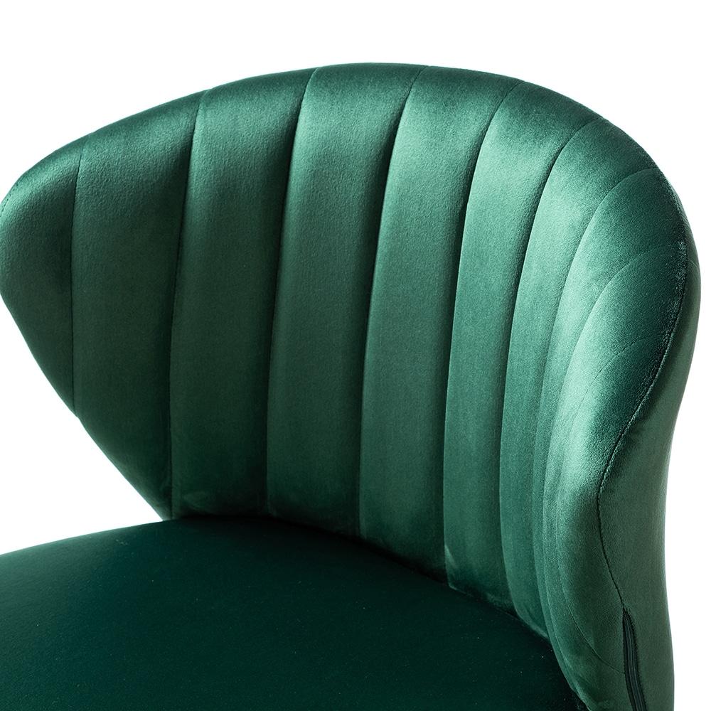 Home Kitchen Velvet Dining Chairs Set of 2 Upholstered Side Chairs Accent Channel Tufted Metal Legs Living Room Bedroom Green