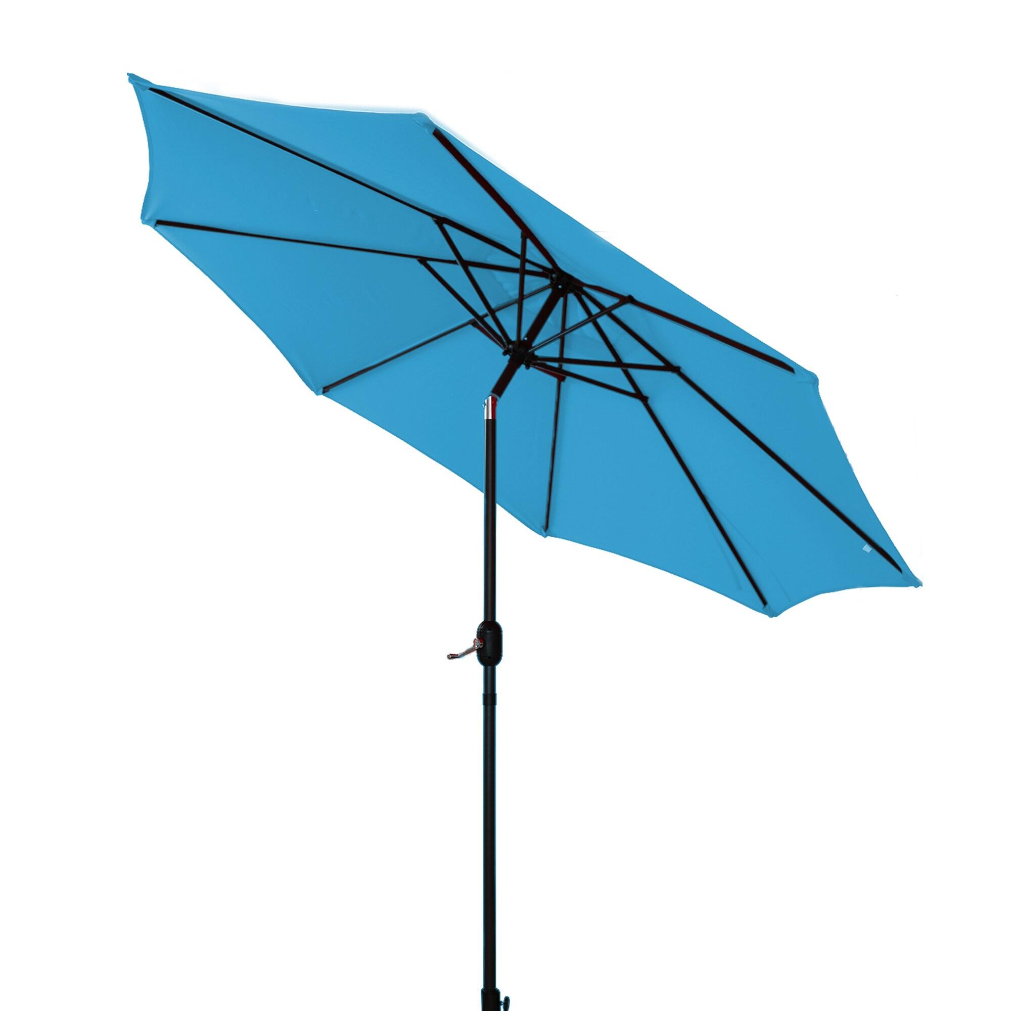 Pure Garden 9FT Outdoor Vented Patio Umbrella with Easy Crank (Blue)