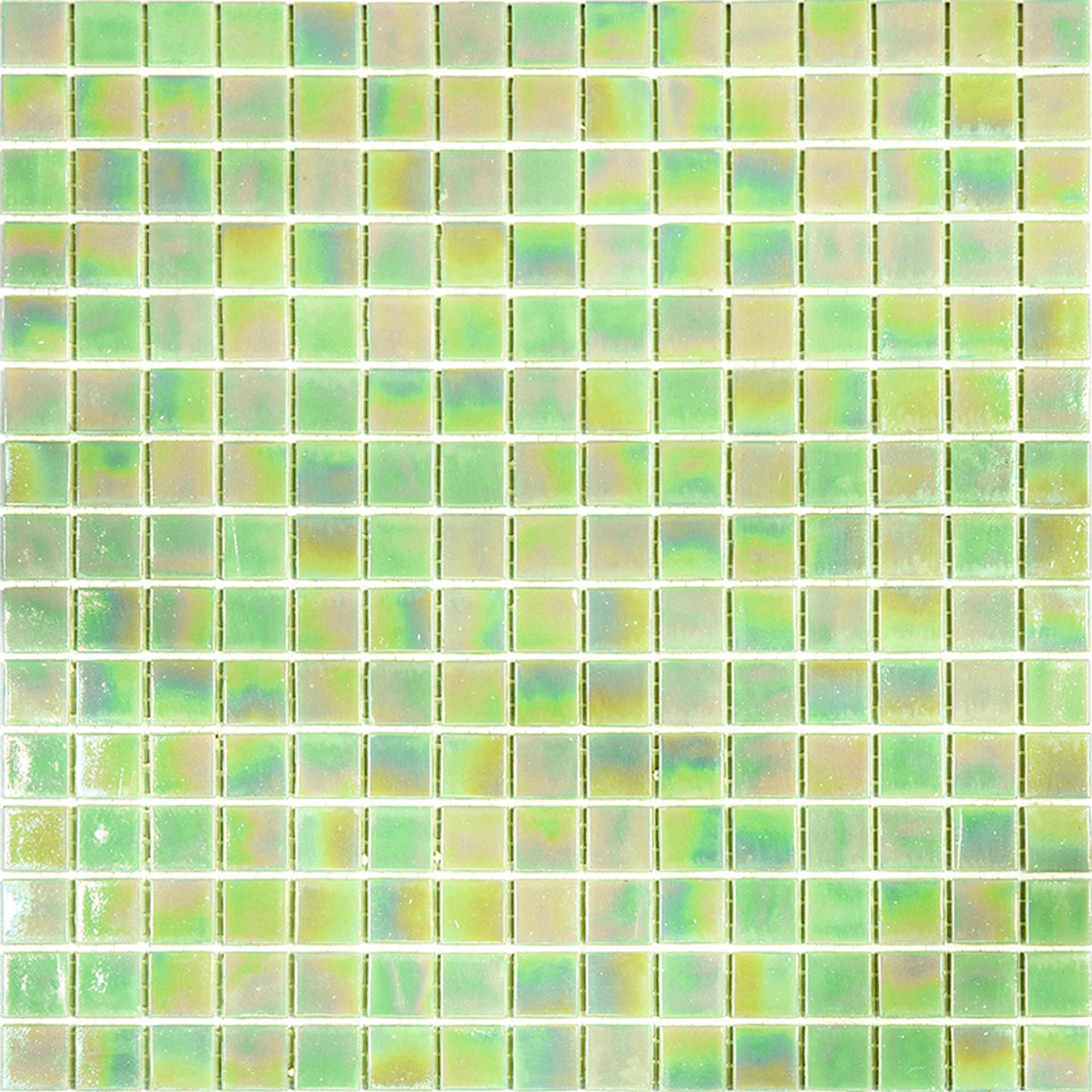 Nacreous 12" x 12" Glossy Green Glass Mosaic Tile