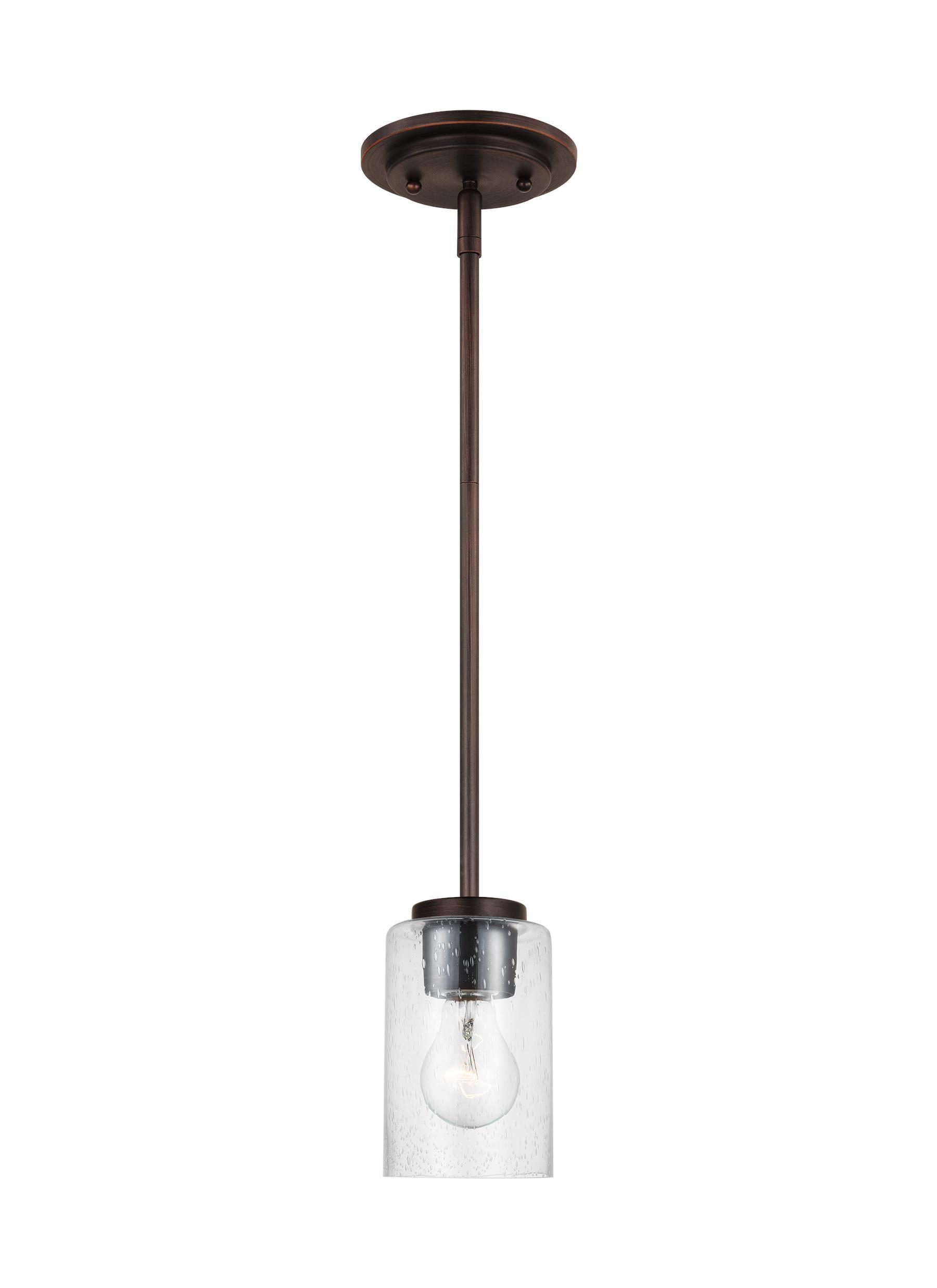 Generation Lighting Oslo 1 -Light Bronze Modern/contemporary Seeded glass Globe Mini Hanging Pendant light