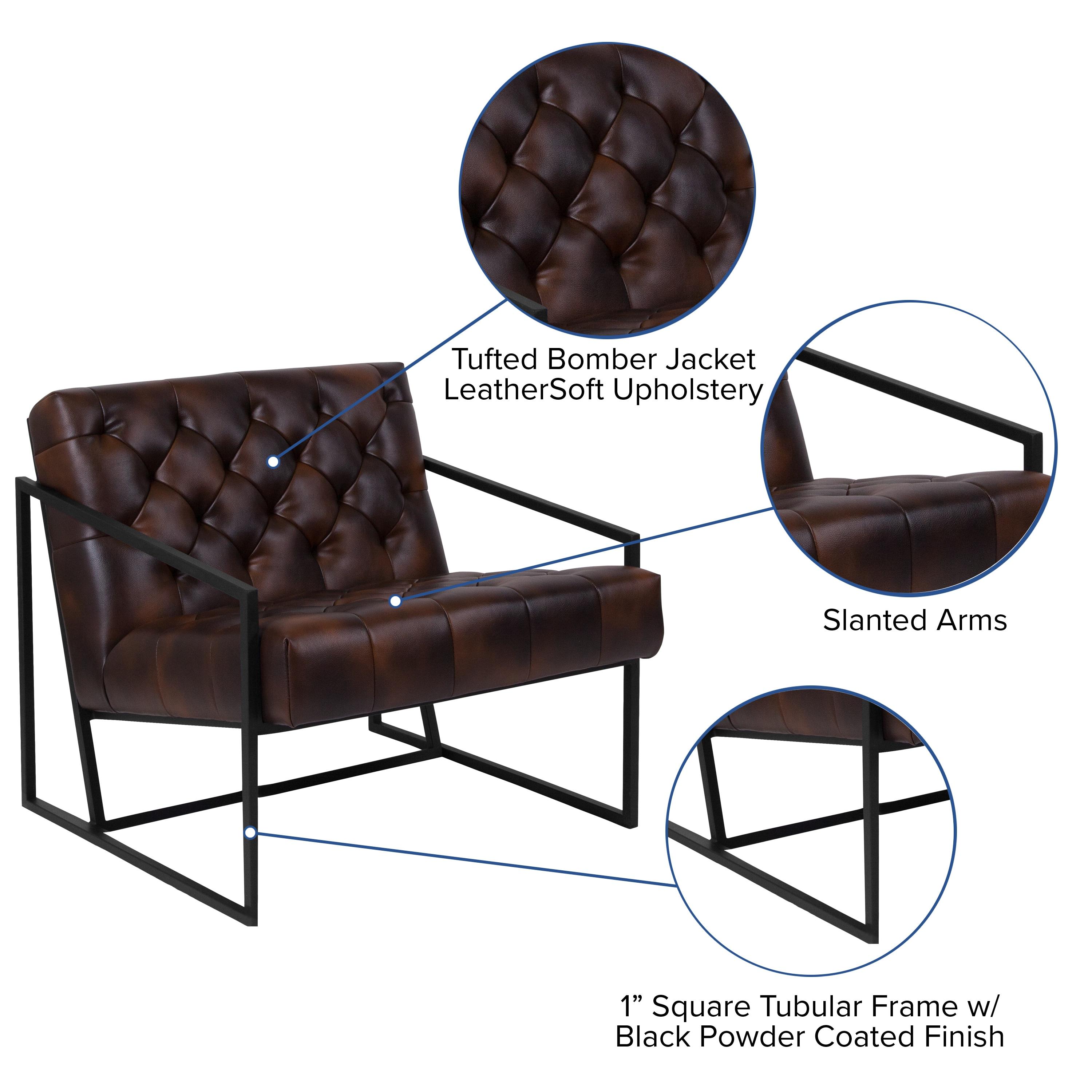 Flash Furniture Hercules Madison Bomber Jacket LeatherSoft Tufted Lounge Chair