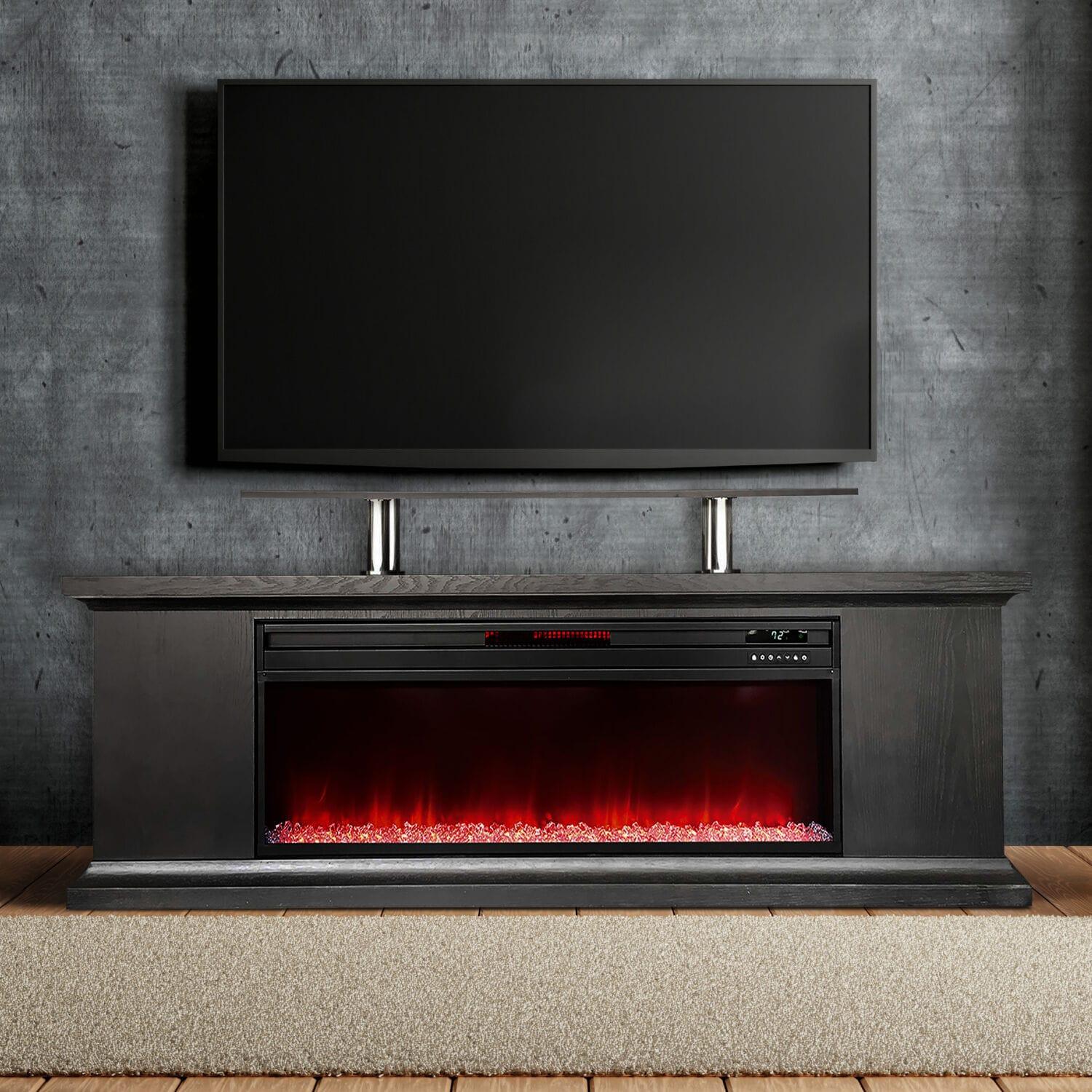 Lifesmart TV Stand for TVs up to 72" with Electric Fireplace Included