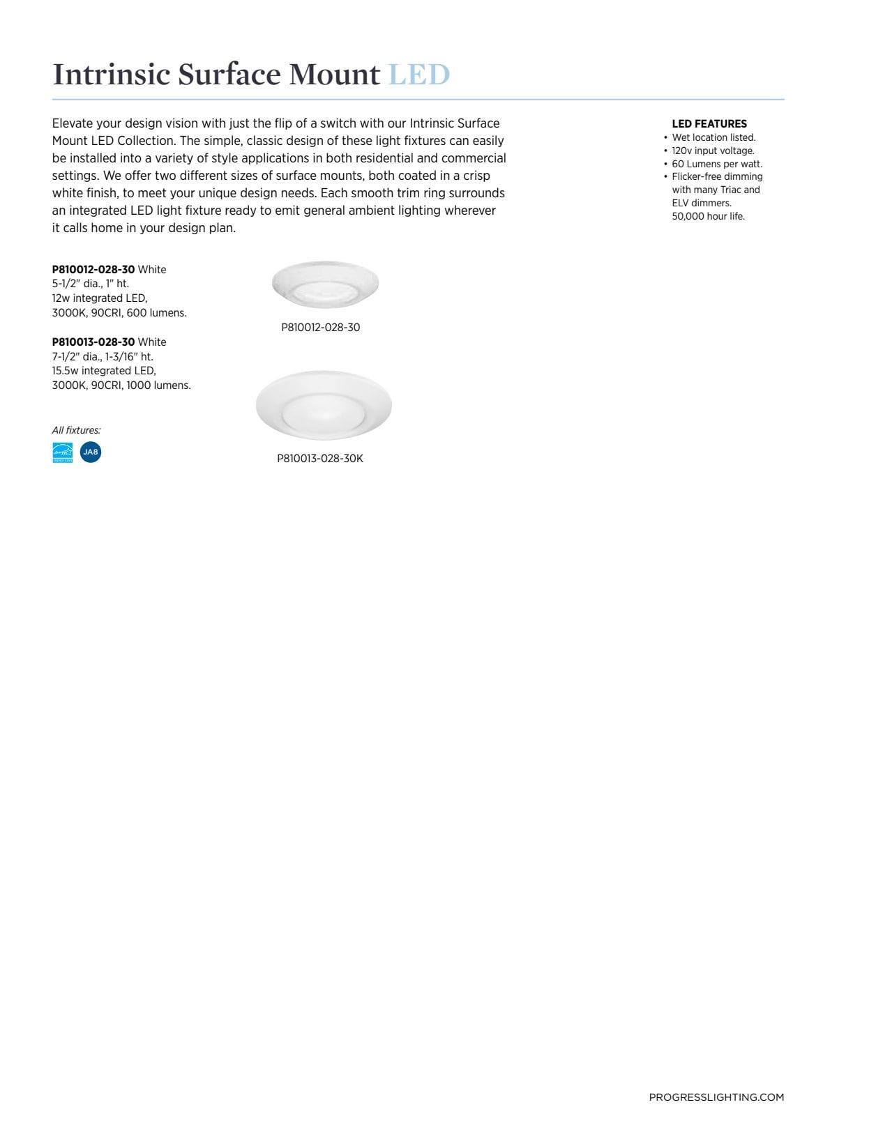 5-1/2" Intrinsic Collection Surface Mount LED in White