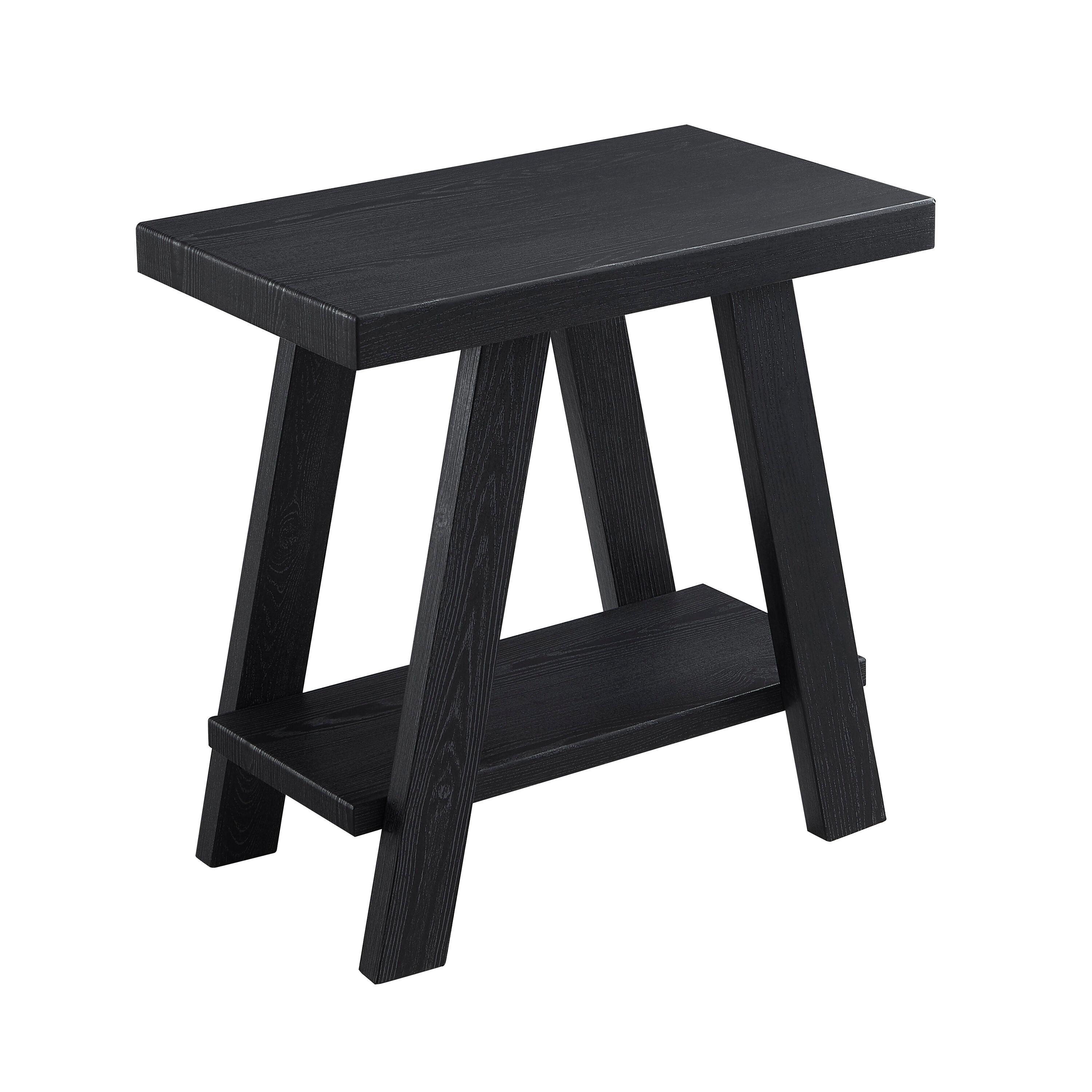 Roundhill Furniture Athens Contemporary Wood Shelf Side Table in Black Finish