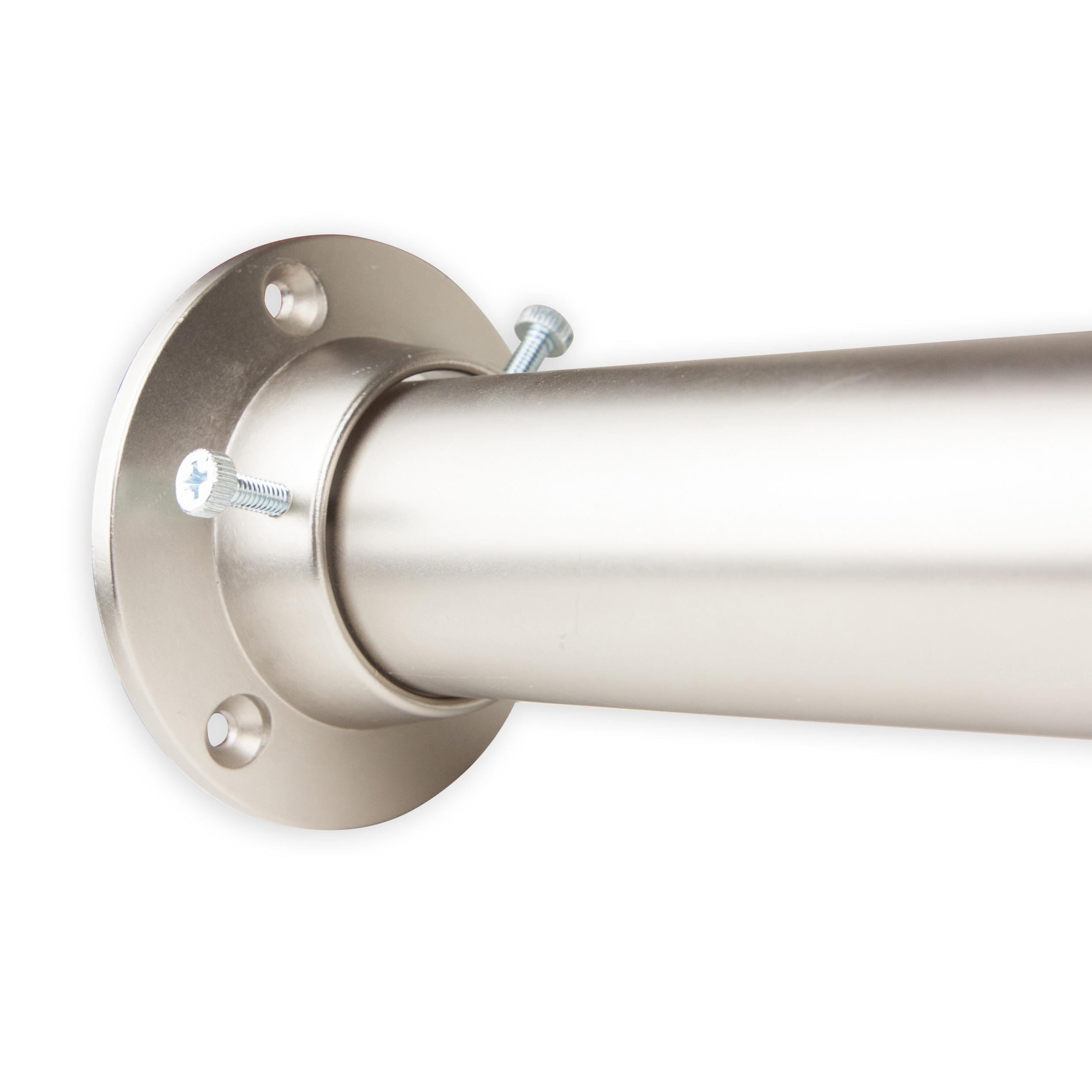 Satin Nickel Adjustable Steel Curtain Pole with Sockets