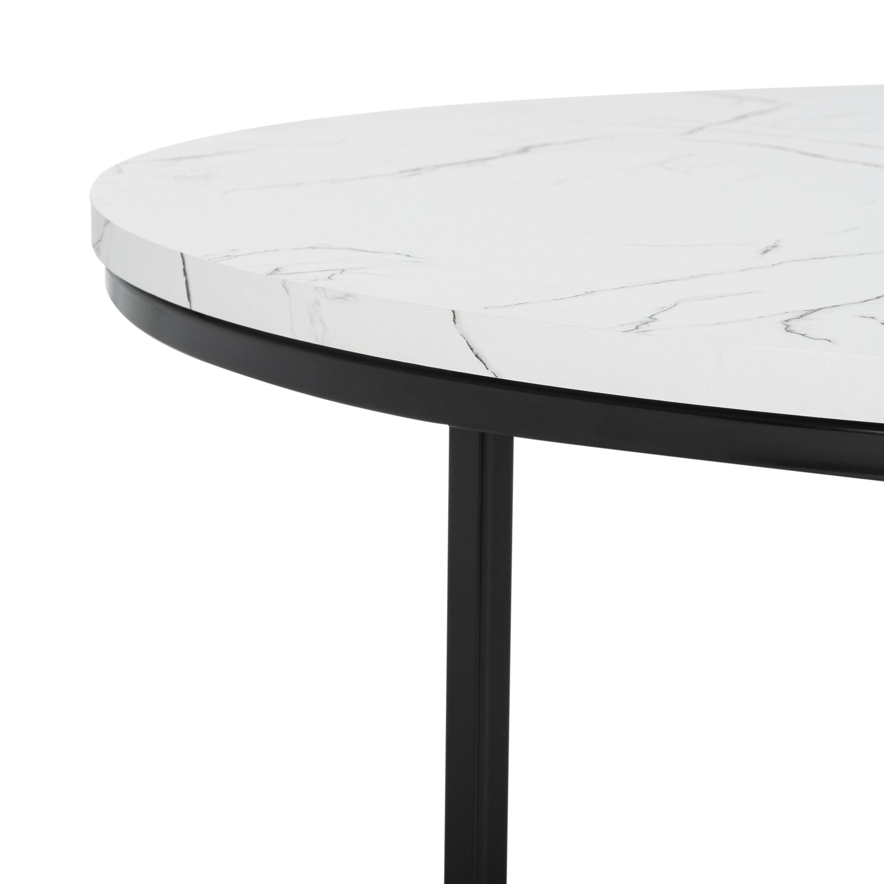 Pia Marble Coffee Table - White Marble/Black - Safavieh