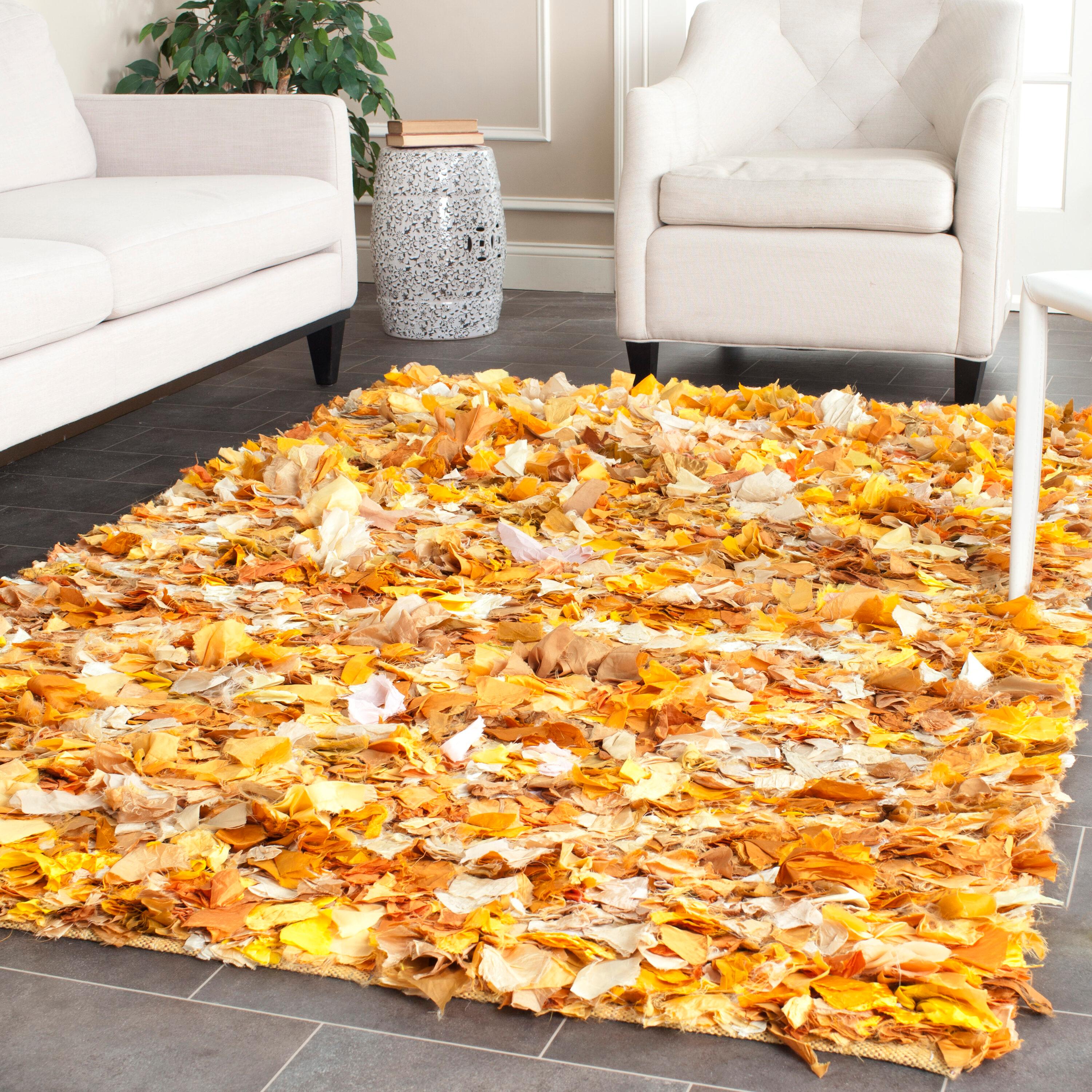 Rio Shag SG951 Hand Woven Indoor Area Rug - Gold/Multi - 5'x8' - Safavieh