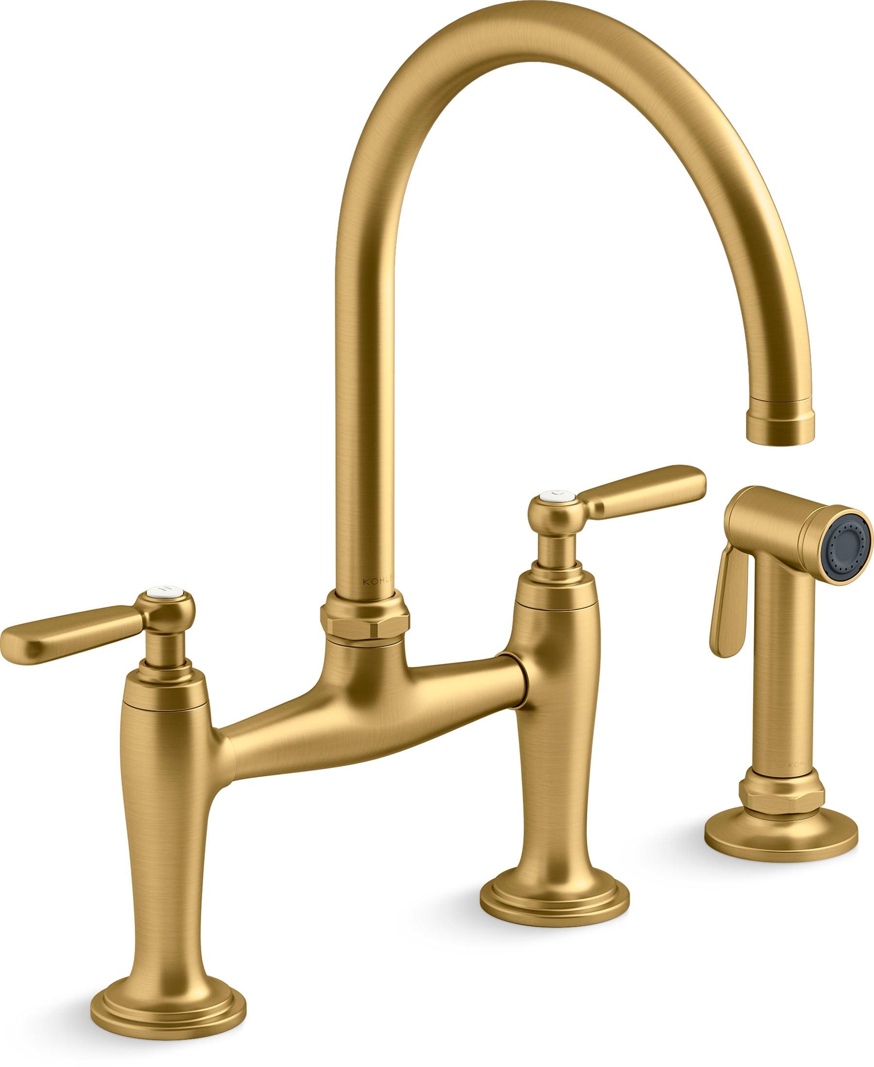 Edalyn by Studio McGee Two-Hole Bridge Kitchen Sink Faucet with Side Sprayer