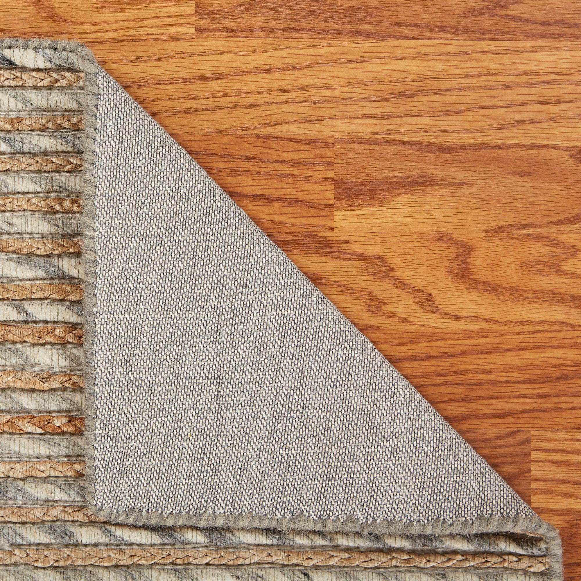 Eco-Friendly Dark Gray Striped Wool Blend 5' x 7' Area Rug