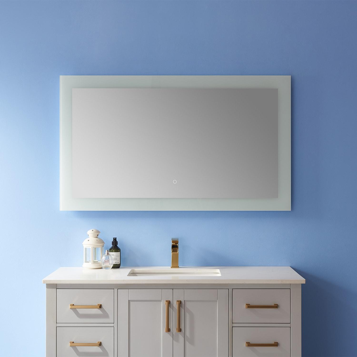 Vinnova Callista 48" Rectangle LED Lighted Bathroom Vanity Wall Mirror, Clear