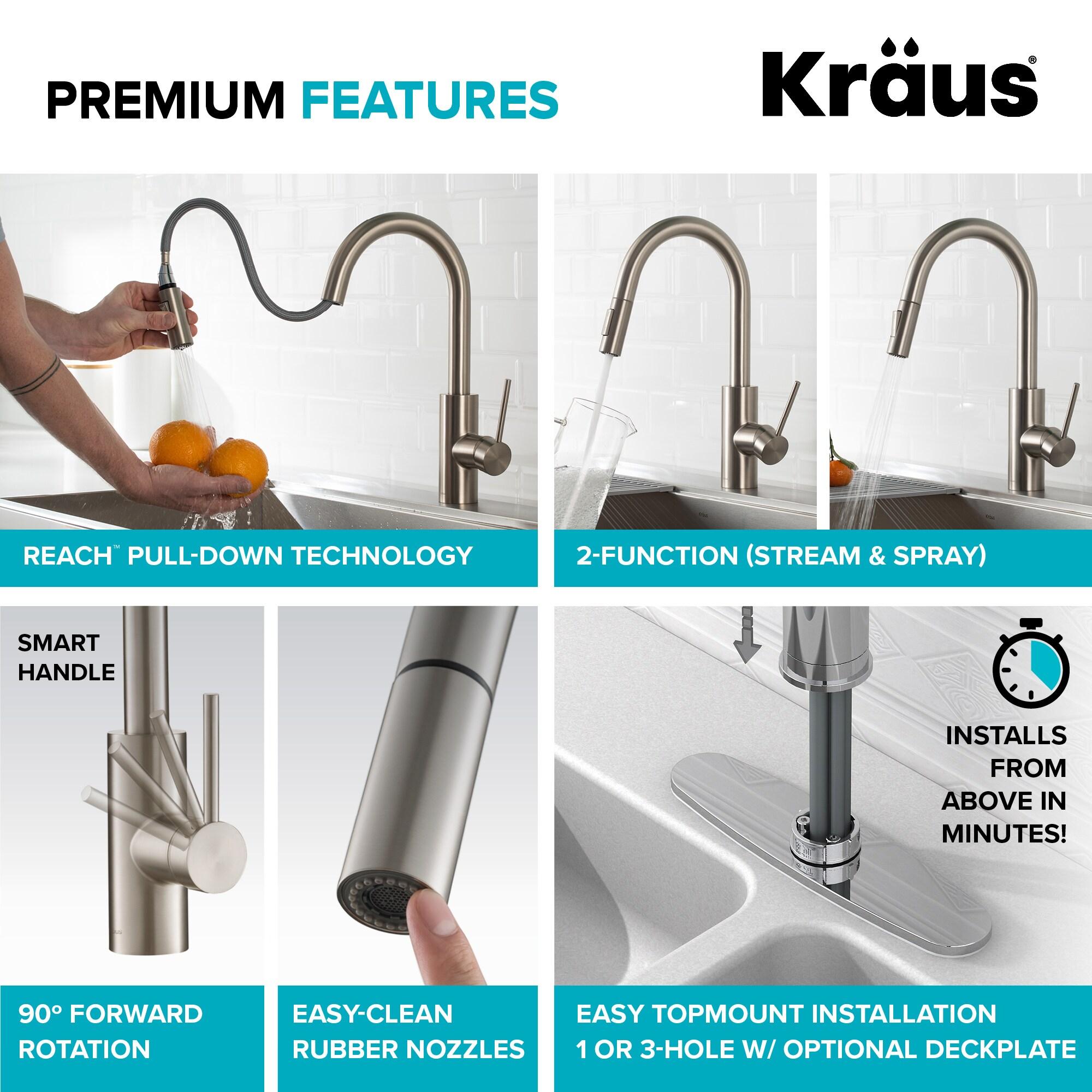 KRAUS Oletto Pull-Down Kitchen Faucet and Purita Water Filter Faucet Combo