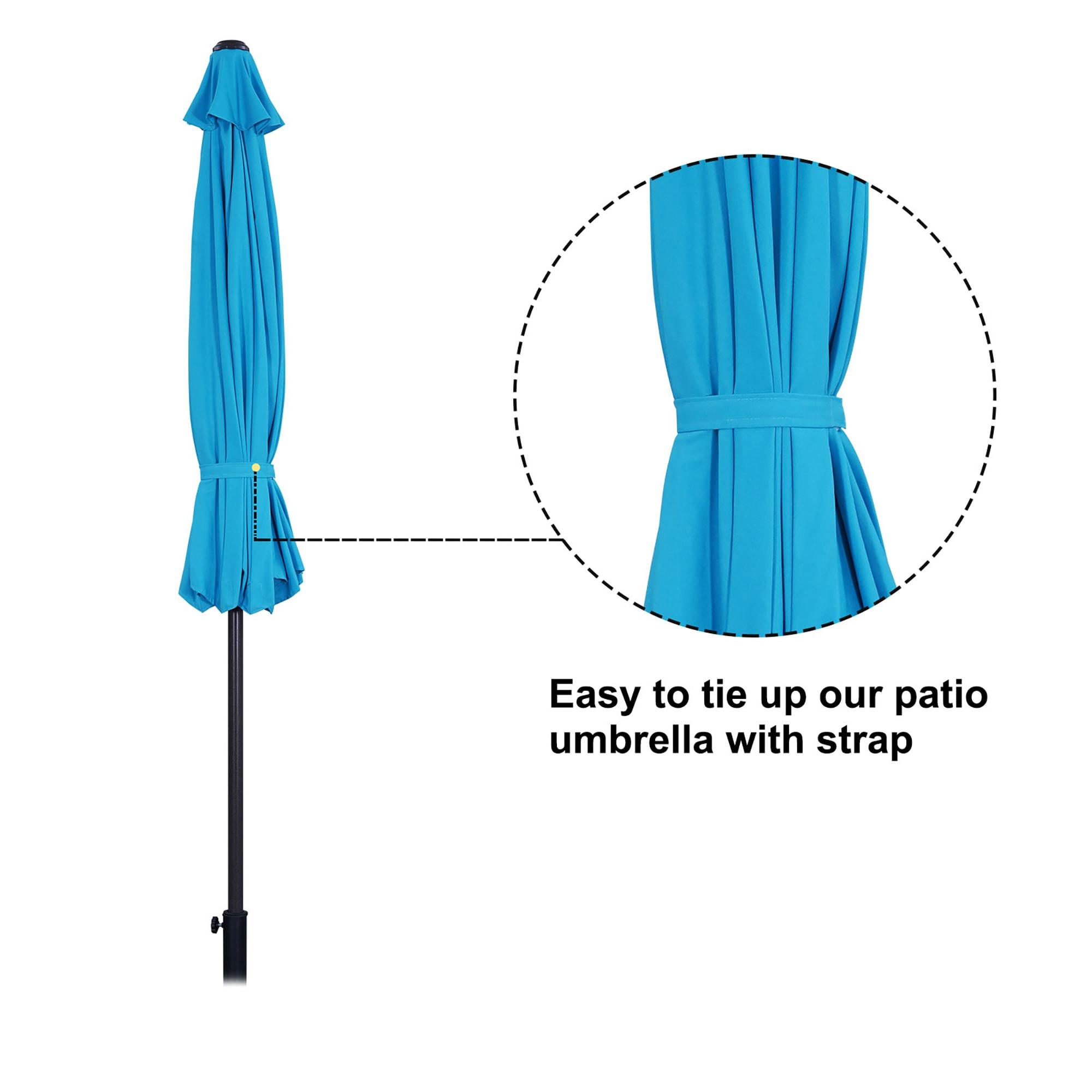 Pure Garden 9FT Outdoor Vented Patio Umbrella with Easy Crank (Blue)