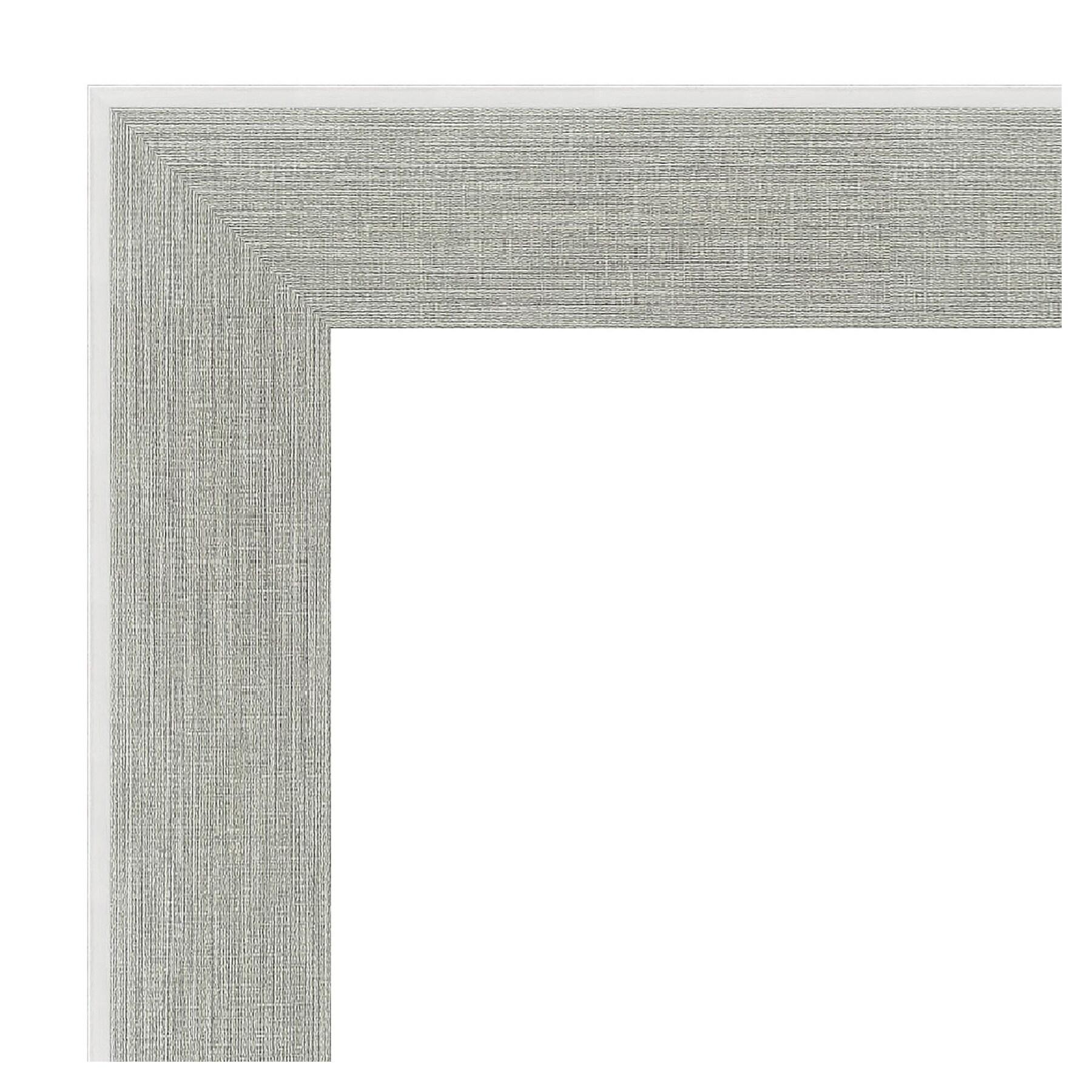 23" x 29" Glam Framed Bathroom Vanity Wall Mirror Linen Gray - Amanti Art: Modern, Beveled, Wall-Mounted