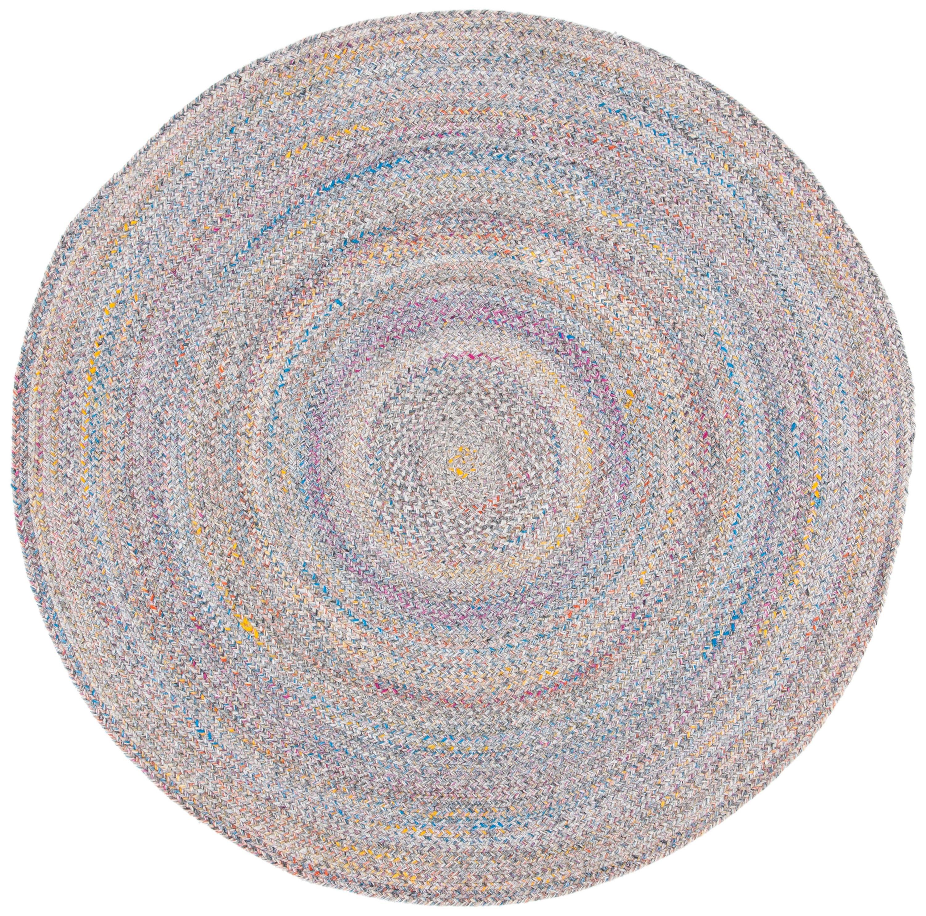 Braided BRD851 Hand Braided Area Rug - Yellow/Grey - 5' round - Safavieh.