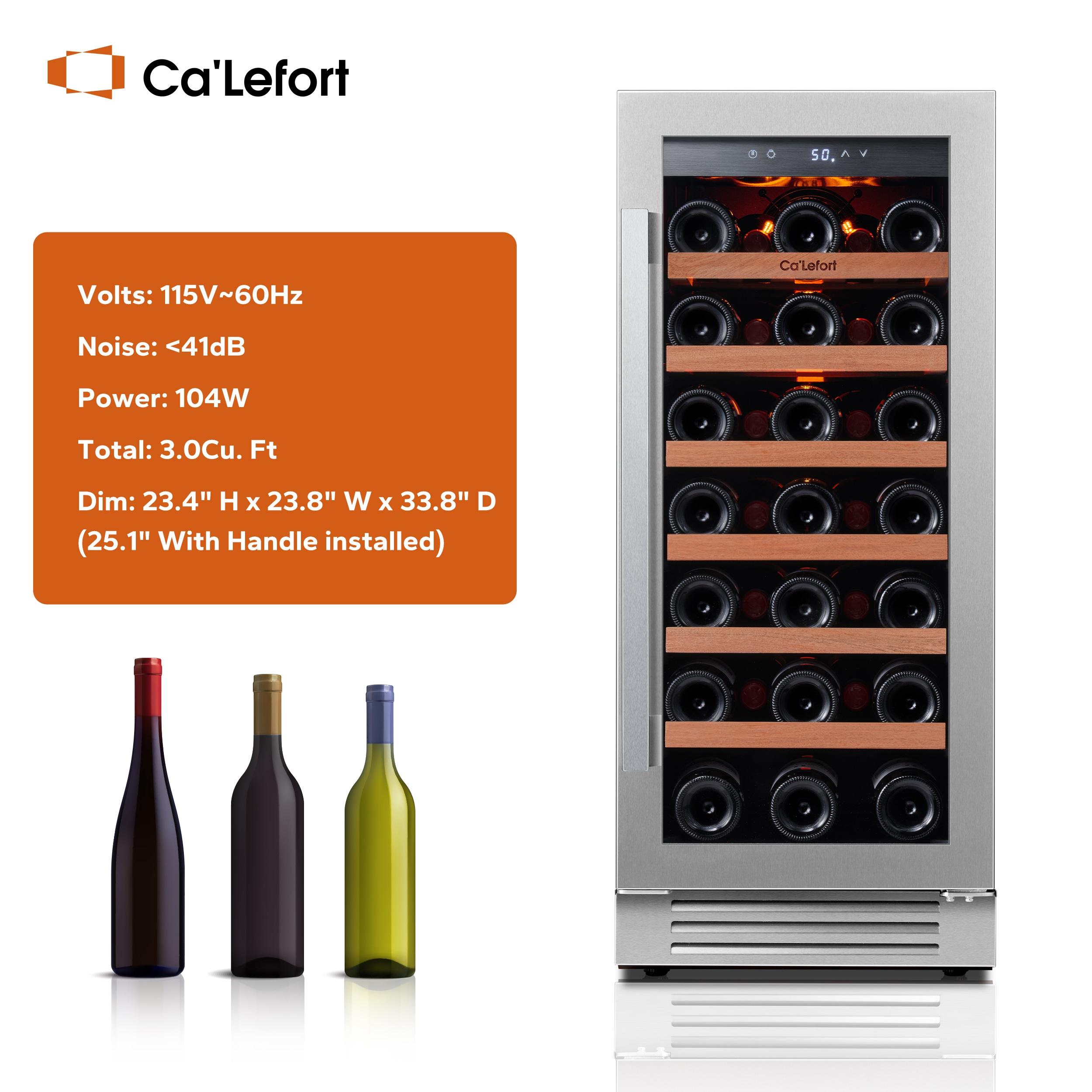 Ca'Lefort 15inch Wine Cooler Refrigerator,33 Bottle Wine Fridge Single Zone with Stainless Steel Reversible Tempered Glass Door