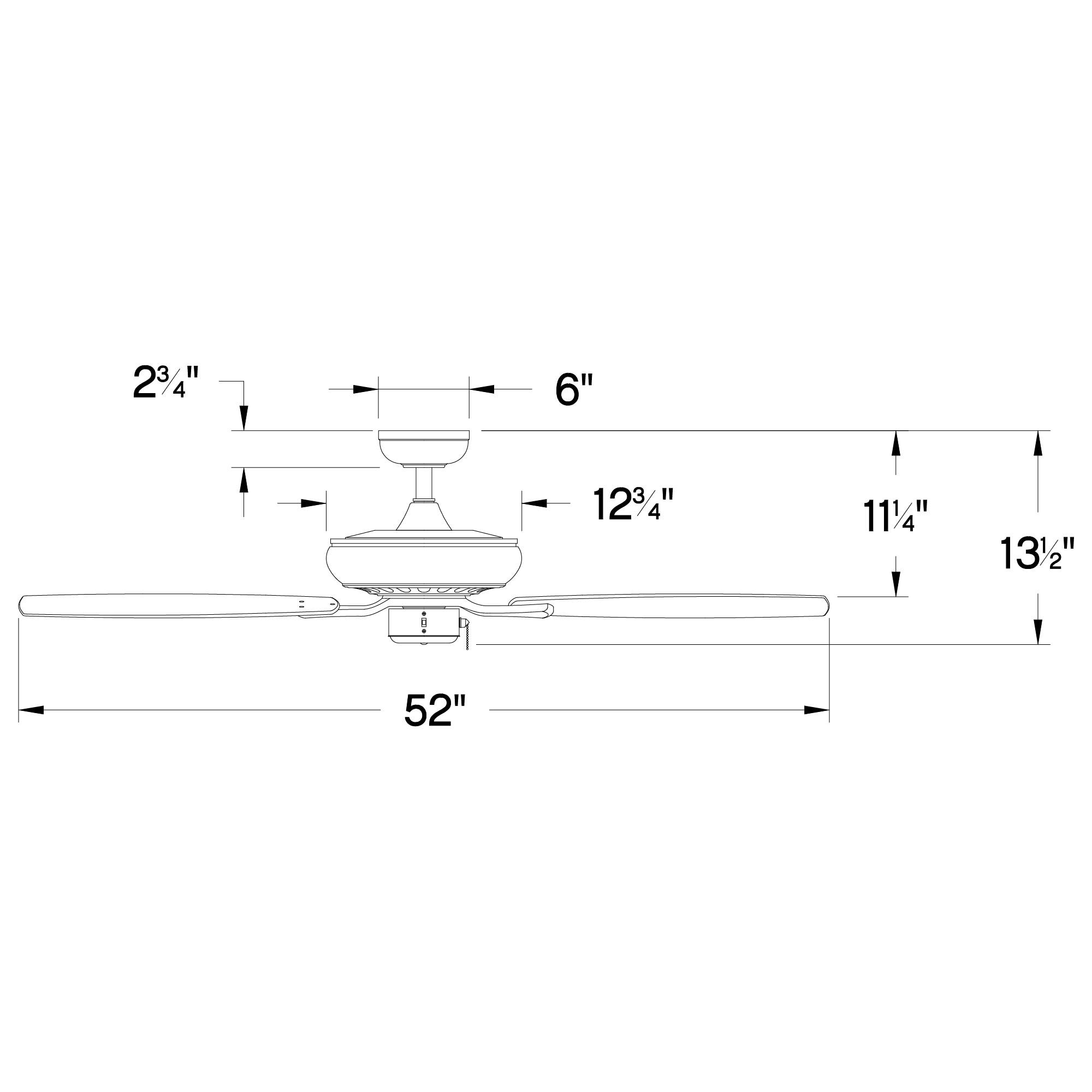 52" Brushed Nickel Ceiling Fan with Silver Composite Blades