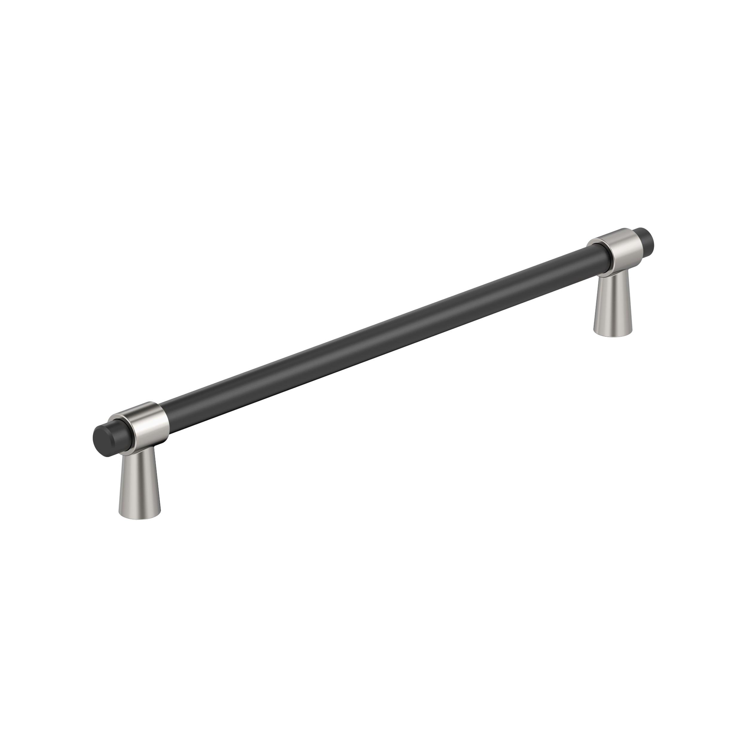 Amerock Mergence 10-1/16 inch (256mm) Center-to-Center Matte Black/Polished Nickel Cabinet Pull