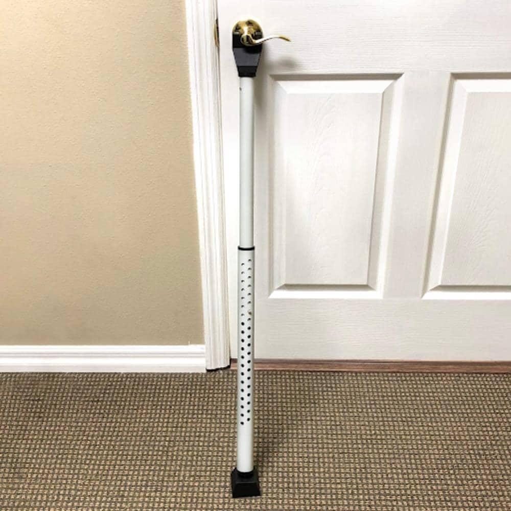Adjustable White Steel Door Security Bar with Rubber Grip