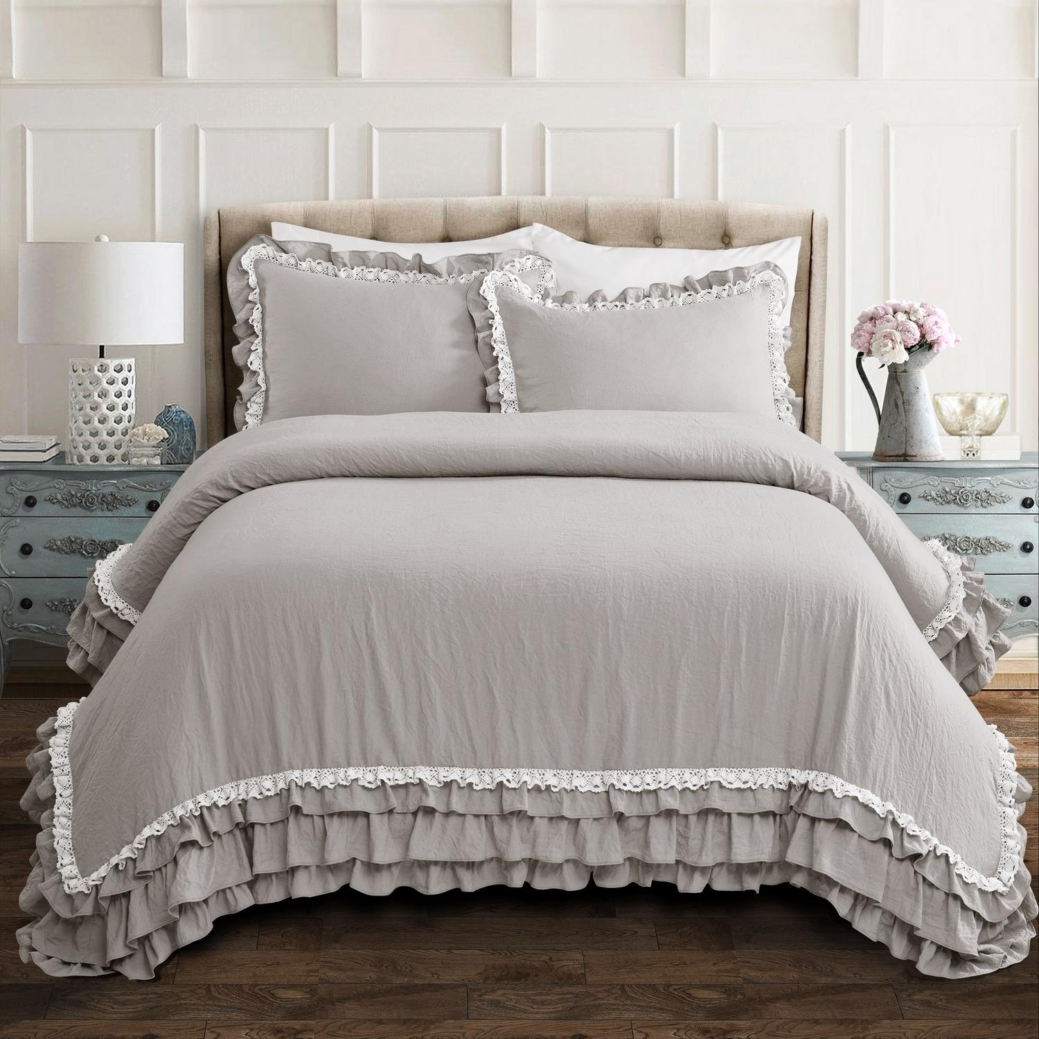 Ella Shabby Elegance Ruffle Lace Microfiber Comforter Set