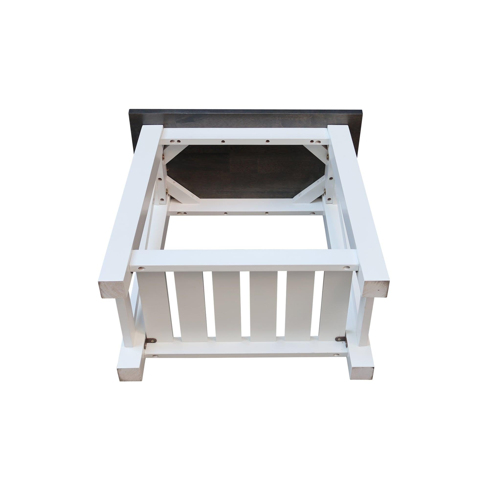 Surrey Side Table White/Heather Gray - International Concepts: Hardwood, Narrow, Fixed Shelf