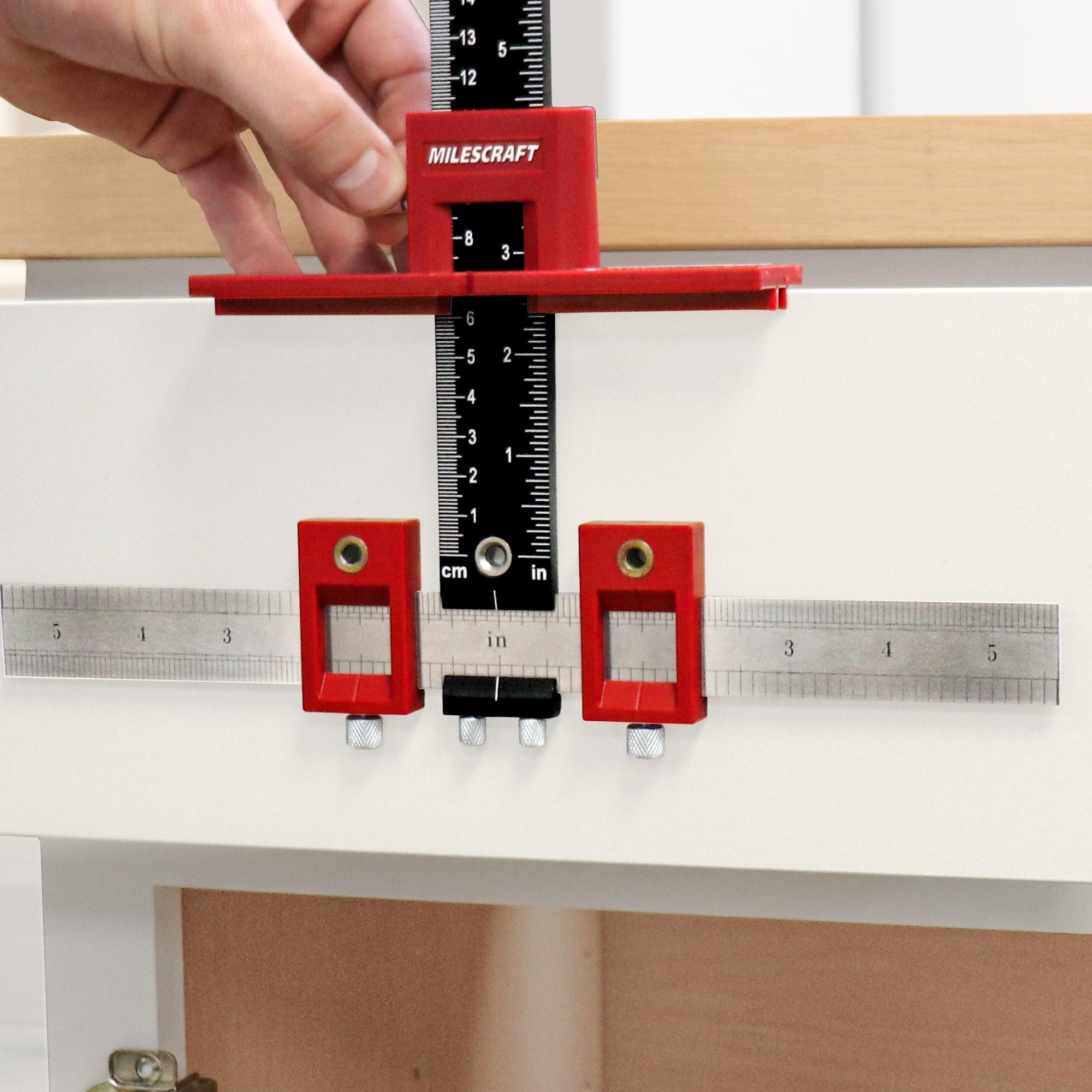 Milescraft 1340 Hardware Jig – Adjustable Drill Guide to Quickly Install Cabinet/Drawer Handles, Knobs and Pulls. Cabinet Hardware Template, Wood Drilling Guide Jig, Drawer Pull Jig.