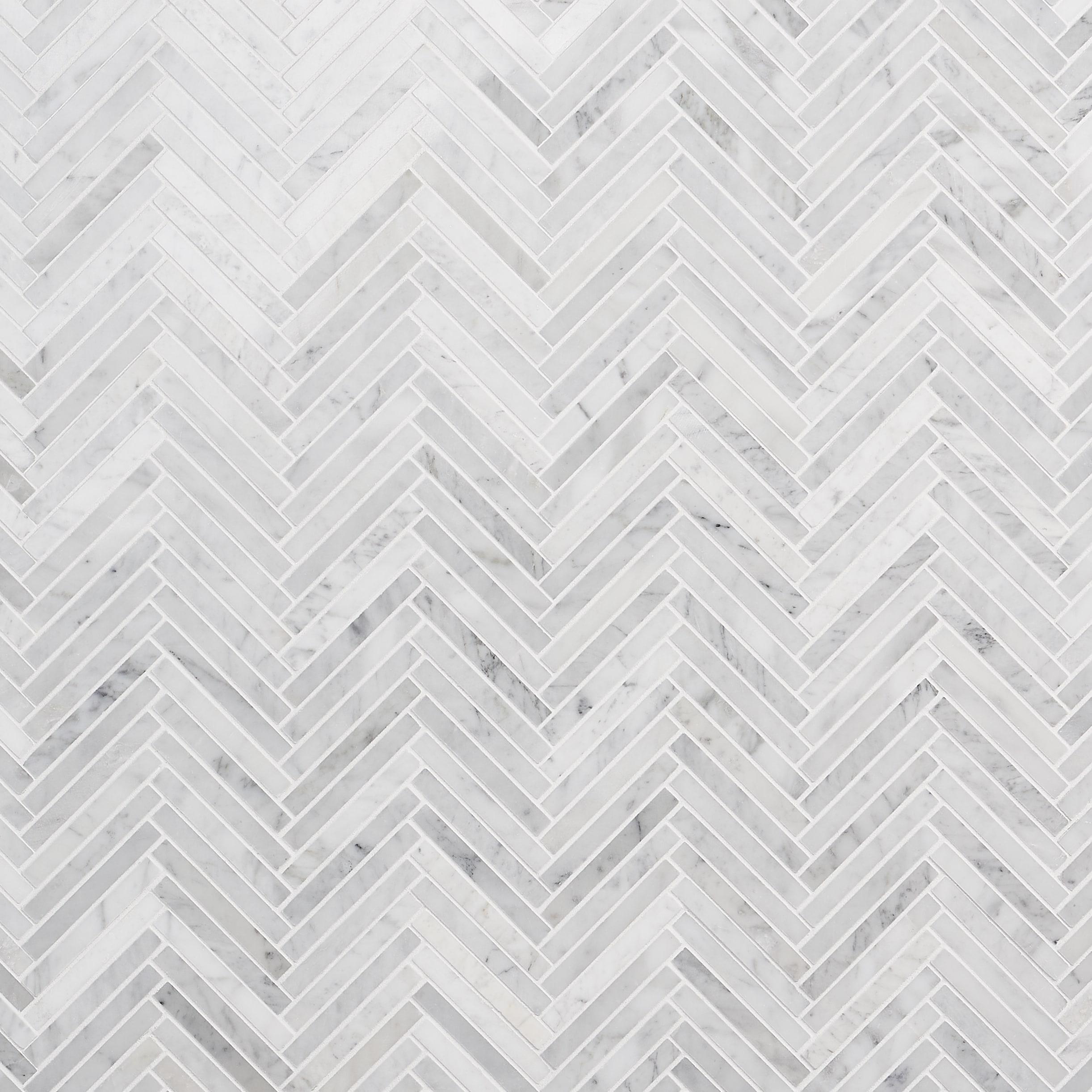 Marble Collection 0.5" X 4" Herringbone Natural Stone Mosaic Wall & Floor Tile