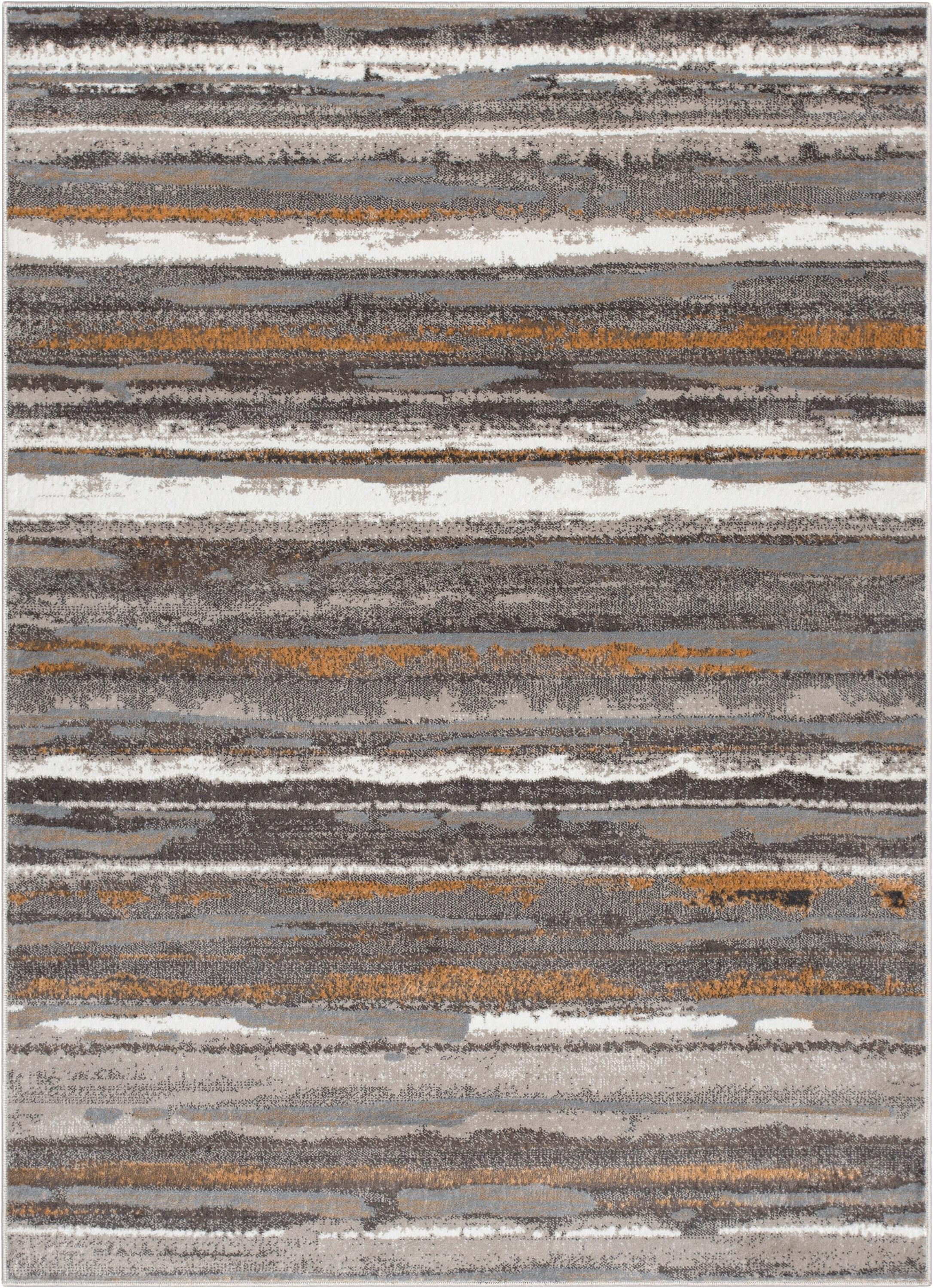 Wade Logan® Chimene Makai Modern Abstract Striped Gray Rug