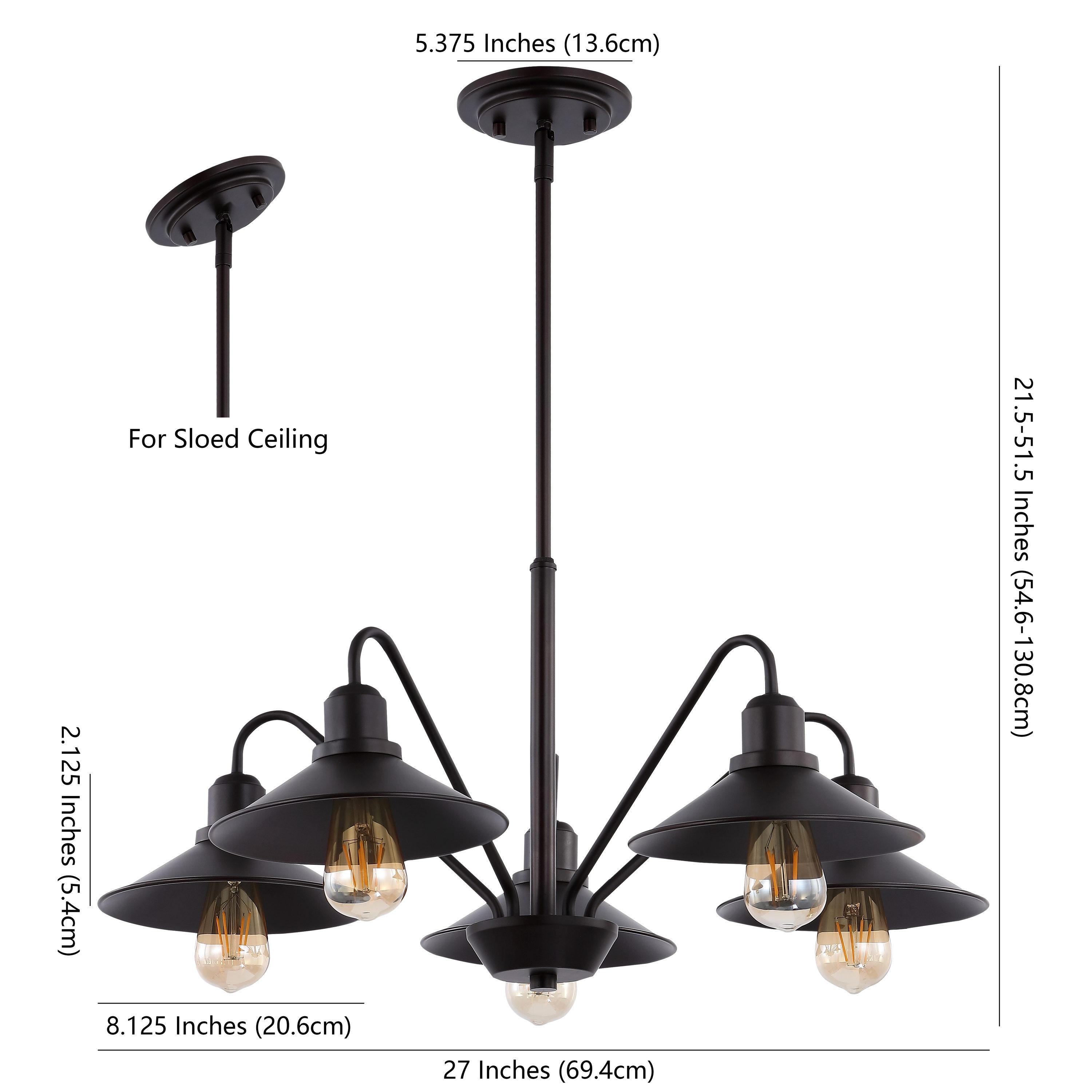 Cole 27" 5-Light Metal Farmhouse Industrial LED Pendant, Oil Rubbed Bronze
