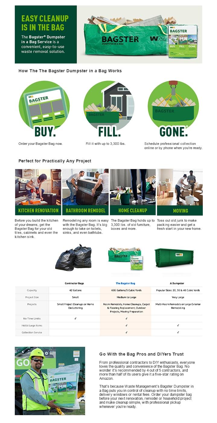 Waste Management Bagster Dumpster in a Bag Green